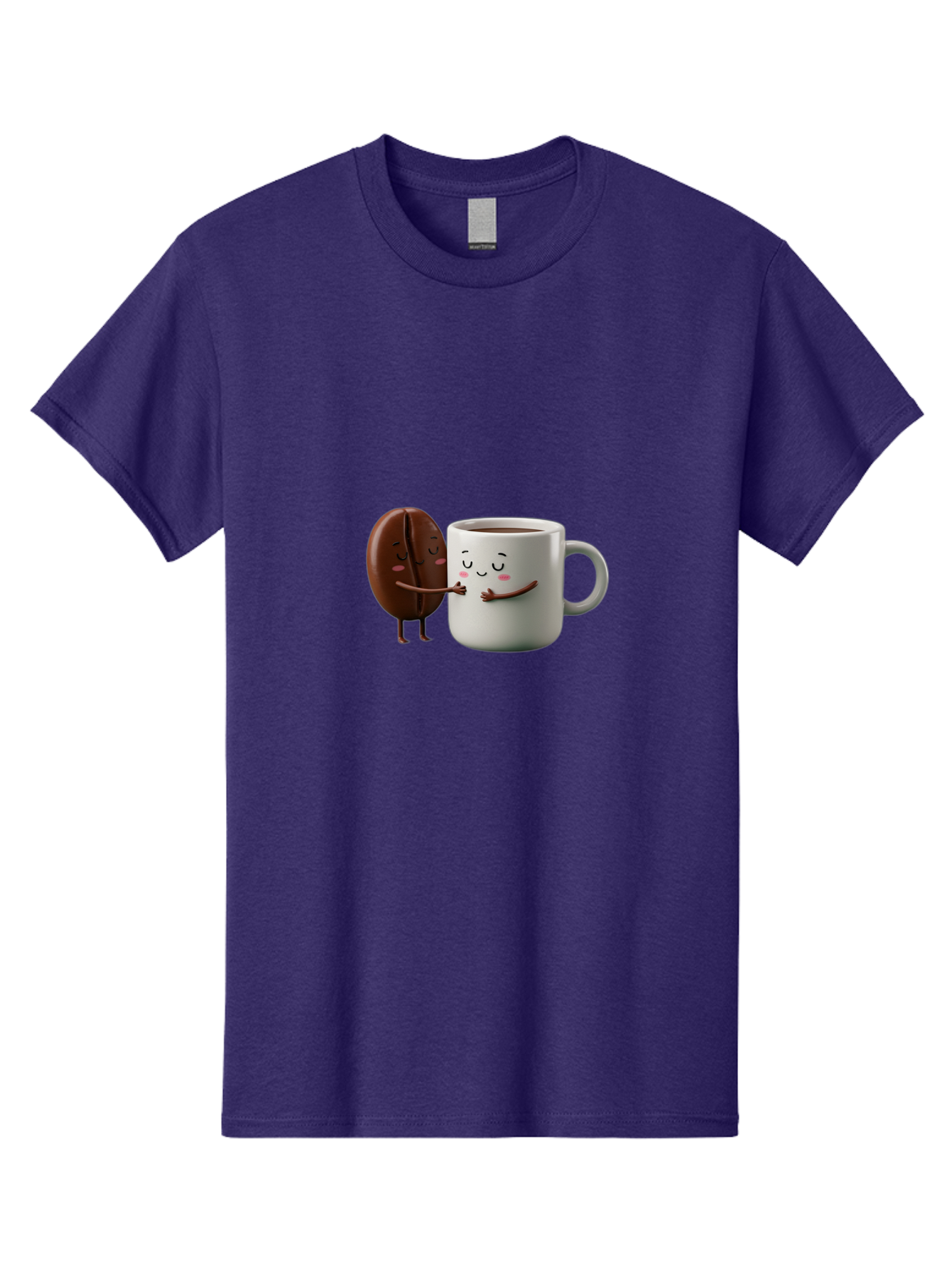 Coffee-Bean-And-Mug Men'S Graphic Tee, 100% Cotton, Comfortable Casual Summer Wear, Machine Washable, Cartoon Coffee Bean, Coffee Mug, Winking Faces, Playful Interaction, Coffee Culture, Happy Coffee, Morning Coffee, Coffee Lovers, Bab772 4