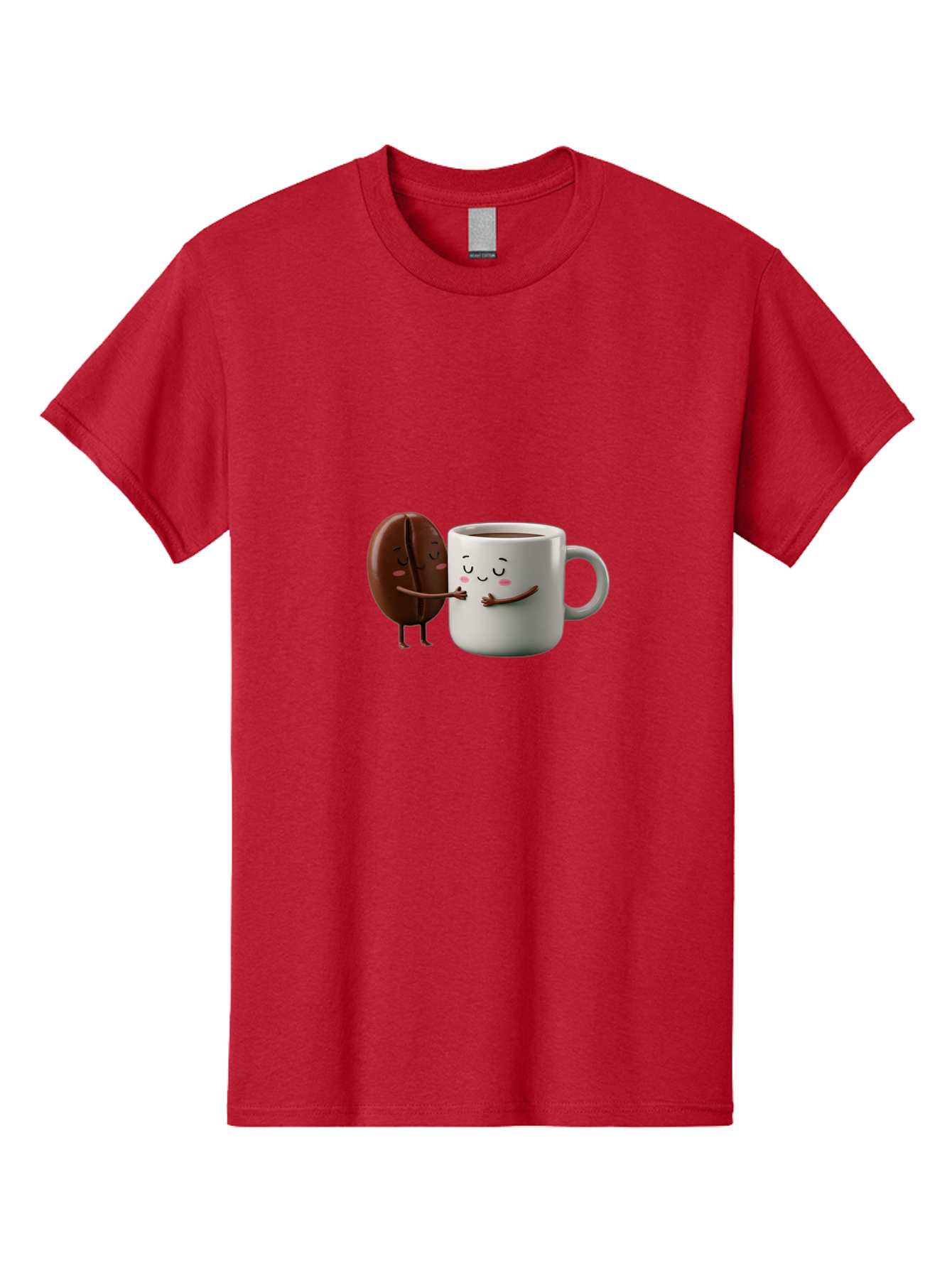 Coffee-Bean-And-Mug Men'S Graphic Tee, 100% Cotton, Comfortable Casual Summer Wear, Machine Washable, Cartoon Coffee Bean, Coffee Mug, Winking Faces, Playful Interaction, Coffee Culture, Happy Coffee, Morning Coffee, Coffee Lovers, Bab772 14