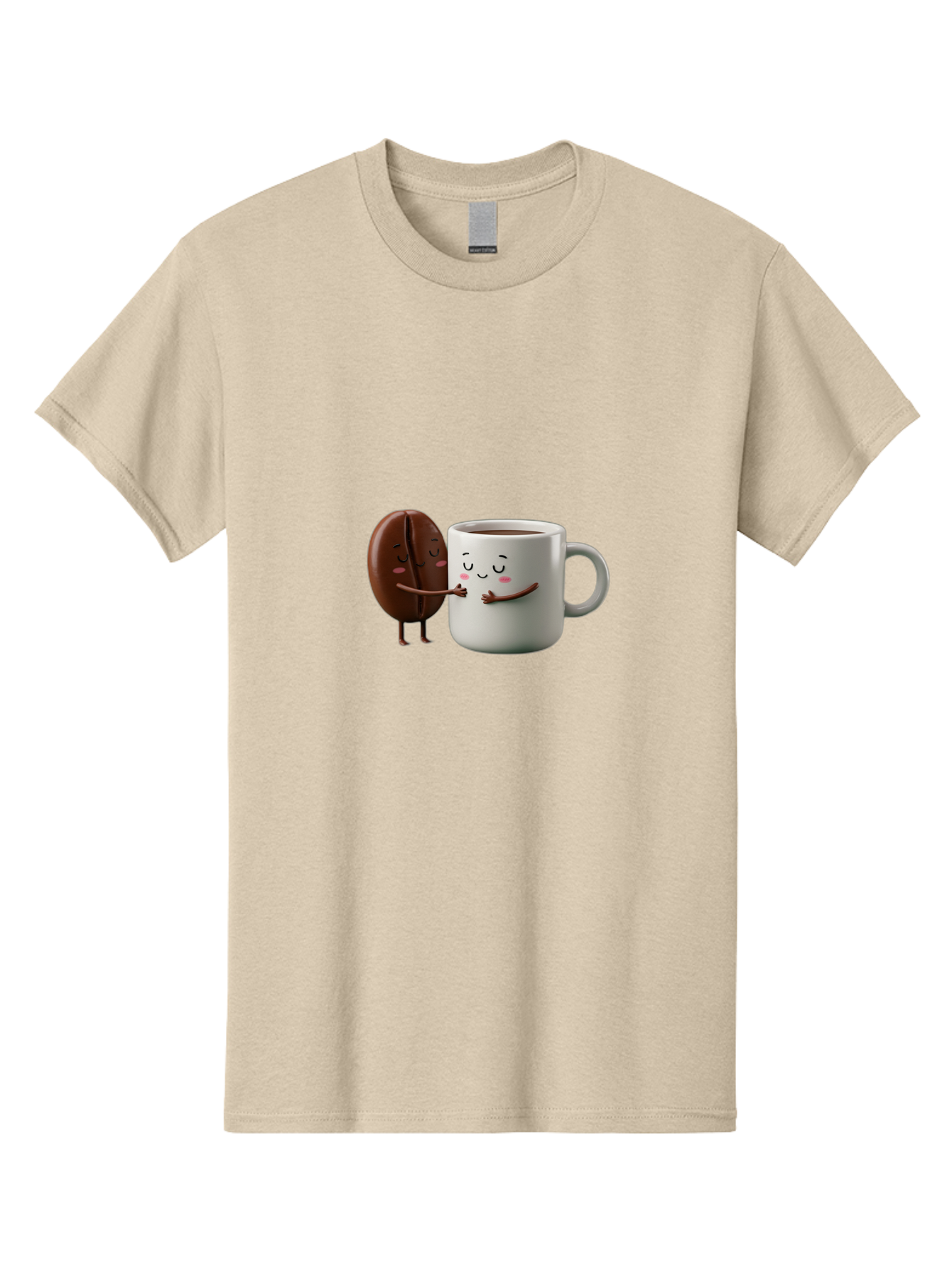Coffee-Bean-And-Mug Men'S Graphic Tee, 100% Cotton, Comfortable Casual Summer Wear, Machine Washable, Cartoon Coffee Bean, Coffee Mug, Winking Faces, Playful Interaction, Coffee Culture, Happy Coffee, Morning Coffee, Coffee Lovers, Bab772 5