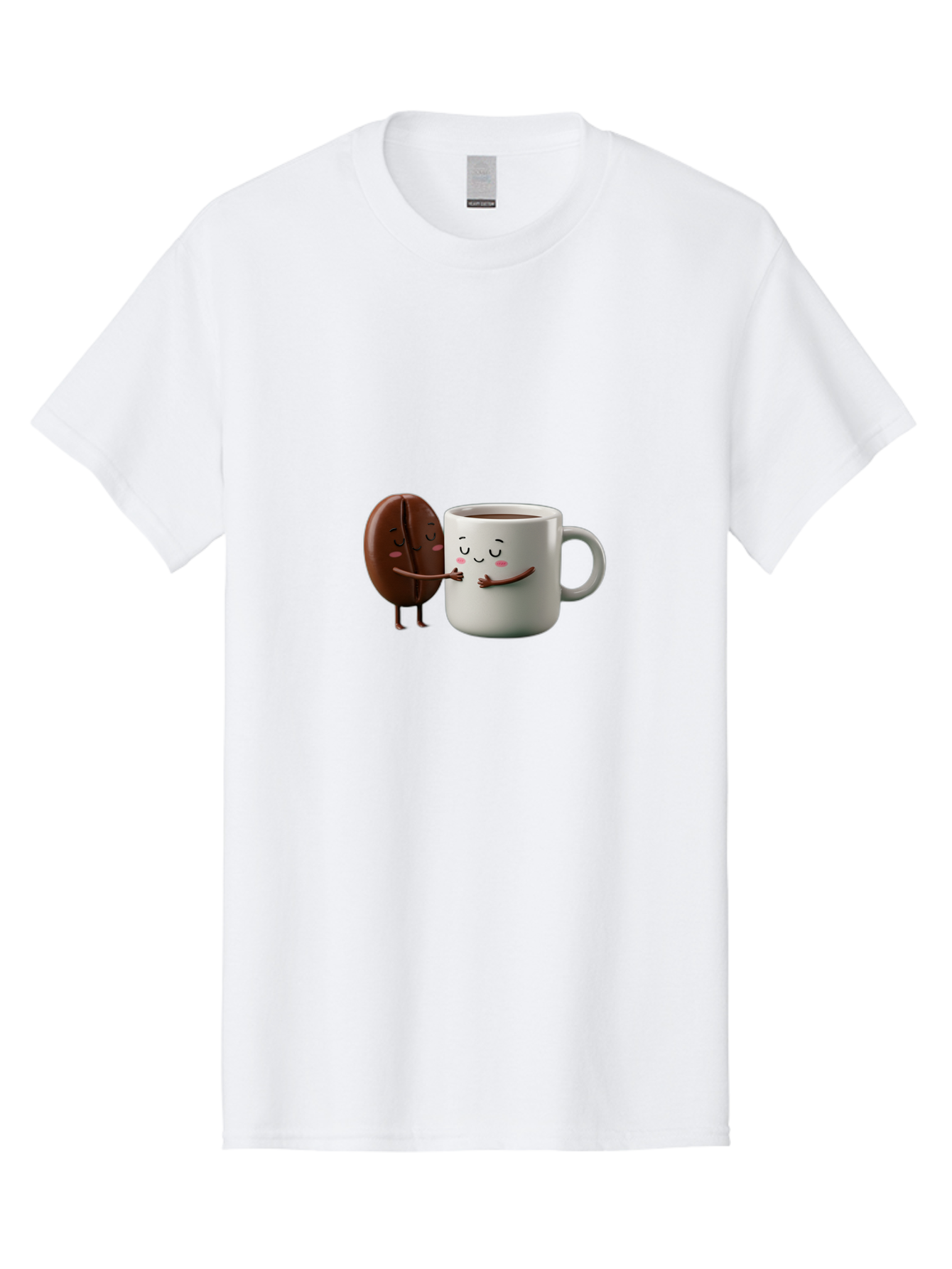 Coffee-Bean-And-Mug Men'S Graphic Tee, 100% Cotton, Comfortable Casual Summer Wear, Machine Washable, Cartoon Coffee Bean, Coffee Mug, Winking Faces, Playful Interaction, Coffee Culture, Happy Coffee, Morning Coffee, Coffee Lovers, Bab772 15