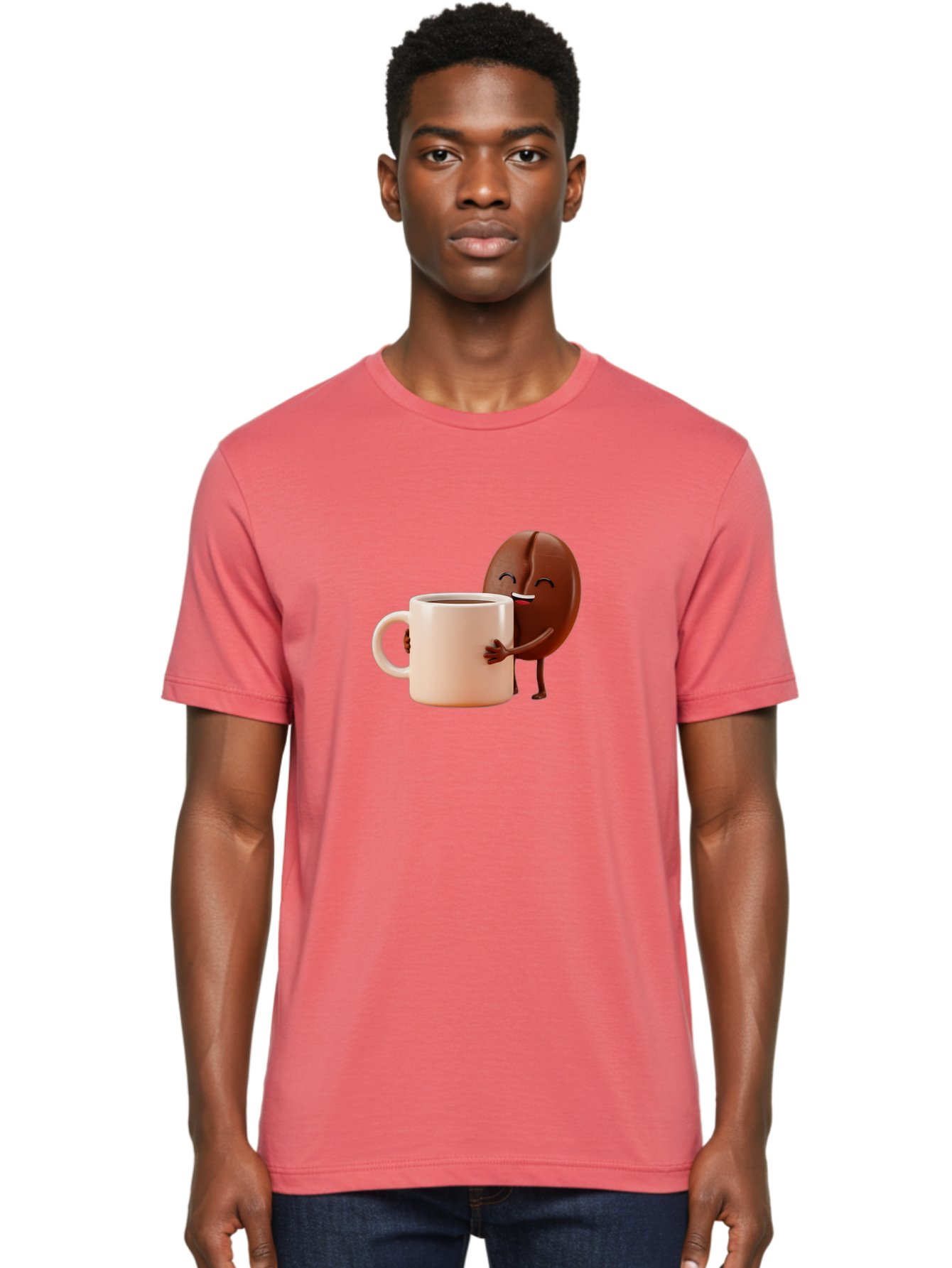 Coffee-Bean-Character-1 Men'S Graphic Tee, 100% Cotton, Comfortable Casual Summer Wear, Machine Washable, Cartoon Coffee Bean, Happy Character, Coffee Mug, Coffee Lover, Morning Pick-Me-Up, Caffeine Fix, Coffee Culture, Funny Illustration, Bab773 17