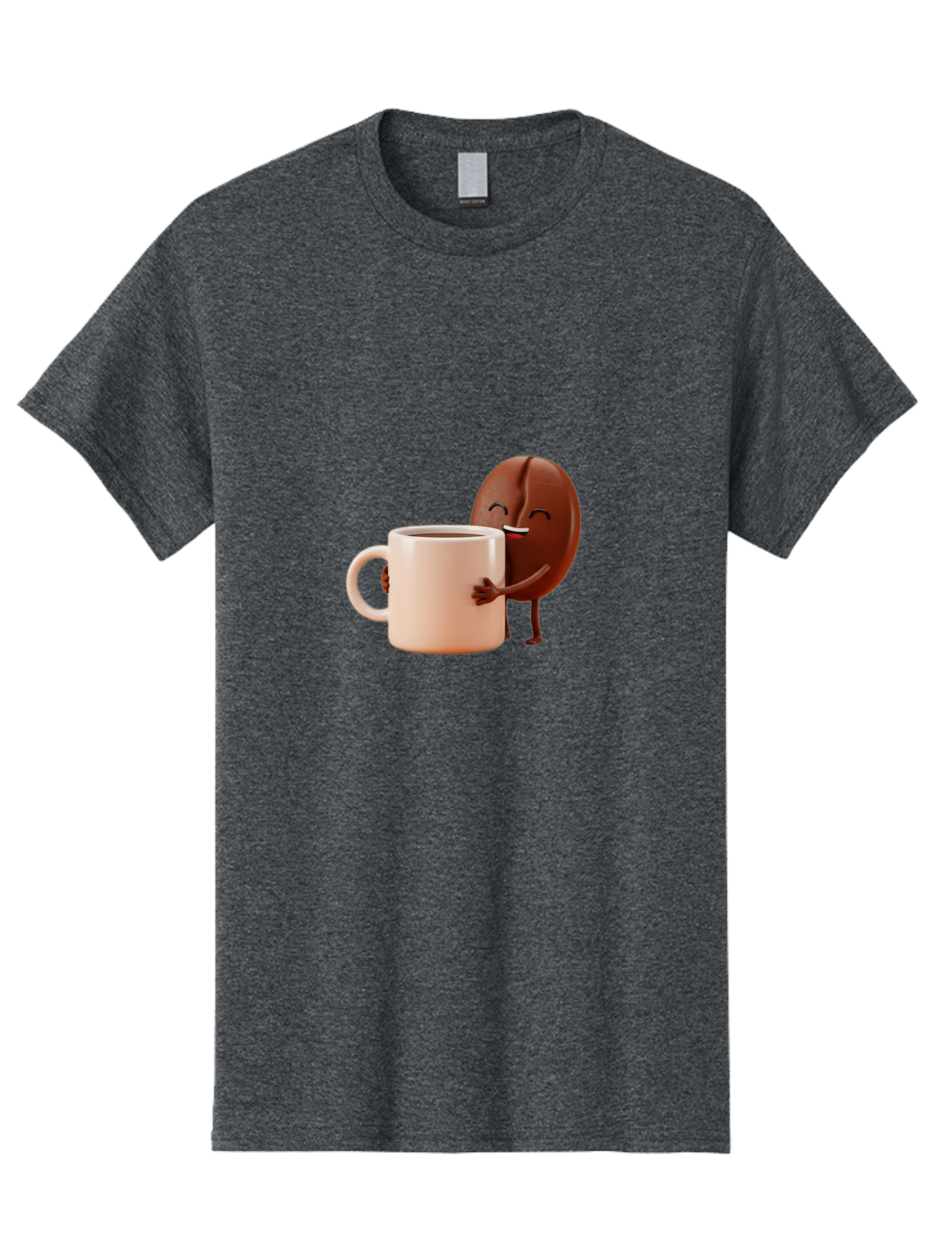 Coffee-Bean-Character-1 Men'S Graphic Tee, 100% Cotton, Comfortable Casual Summer Wear, Machine Washable, Cartoon Coffee Bean, Happy Character, Coffee Mug, Coffee Lover, Morning Pick-Me-Up, Caffeine Fix, Coffee Culture, Funny Illustration, Bab773 6