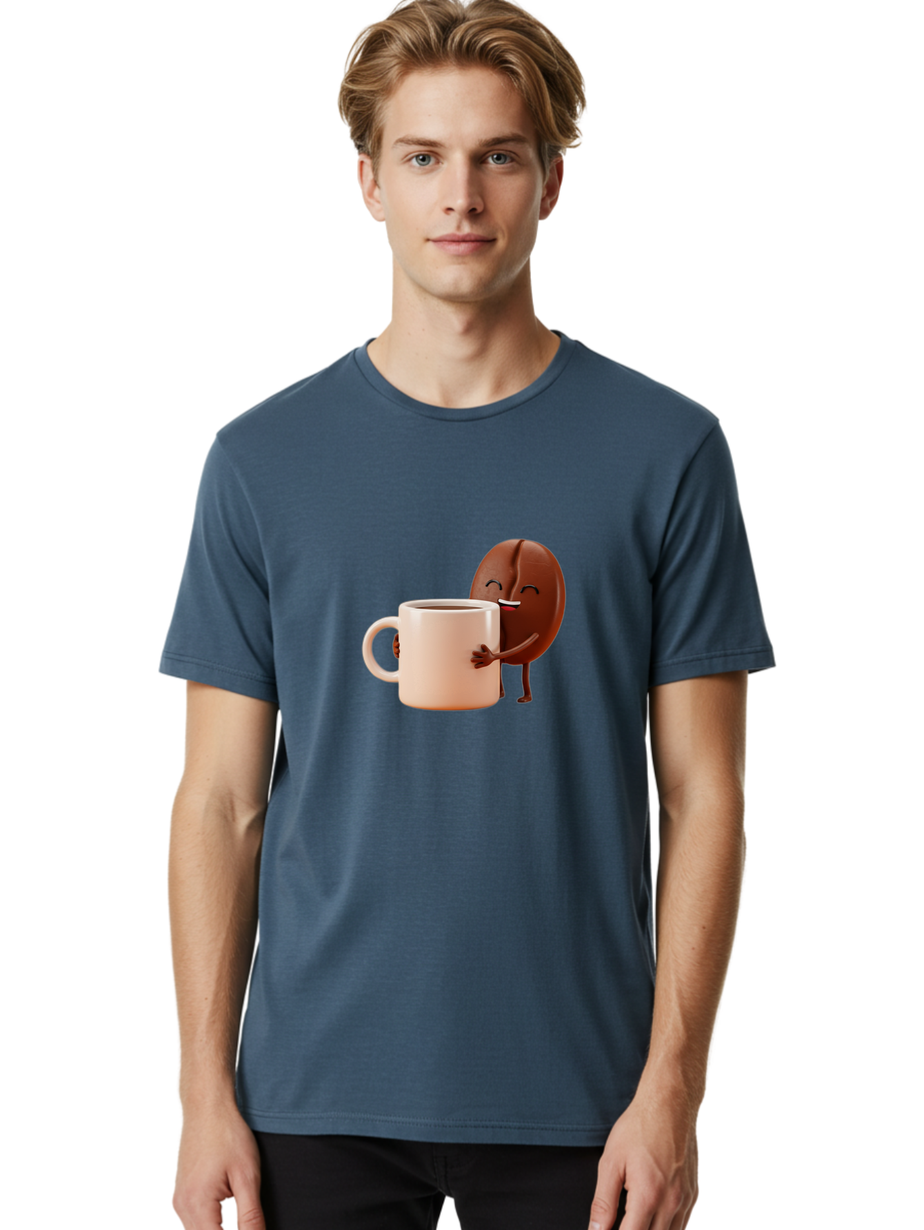 Coffee-Bean-Character-1 Men'S Graphic Tee, 100% Cotton, Comfortable Casual Summer Wear, Machine Washable, Cartoon Coffee Bean, Happy Character, Coffee Mug, Coffee Lover, Morning Pick-Me-Up, Caffeine Fix, Coffee Culture, Funny Illustration, Bab773 26