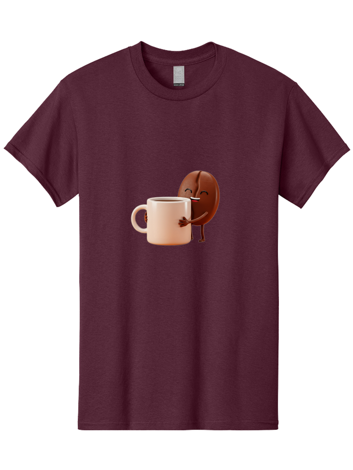 Coffee-Bean-Character-1 Men'S Graphic Tee, 100% Cotton, Comfortable Casual Summer Wear, Machine Washable, Cartoon Coffee Bean, Happy Character, Coffee Mug, Coffee Lover, Morning Pick-Me-Up, Caffeine Fix, Coffee Culture, Funny Illustration, Bab773 4