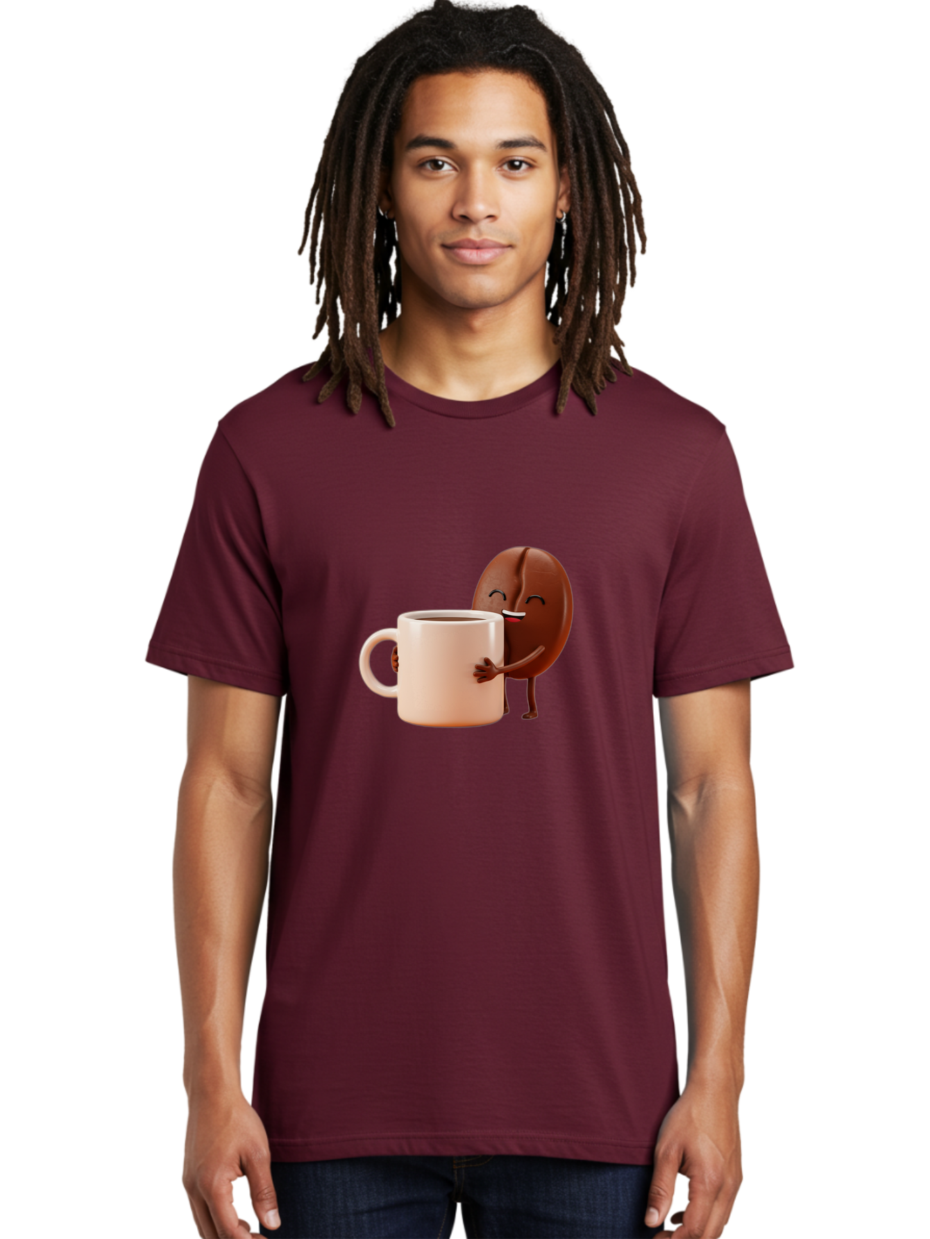 Coffee-Bean-Character-1 Men'S Graphic Tee, 100% Cotton, Comfortable Casual Summer Wear, Machine Washable, Cartoon Coffee Bean, Happy Character, Coffee Mug, Coffee Lover, Morning Pick-Me-Up, Caffeine Fix, Coffee Culture, Funny Illustration, Bab773 19