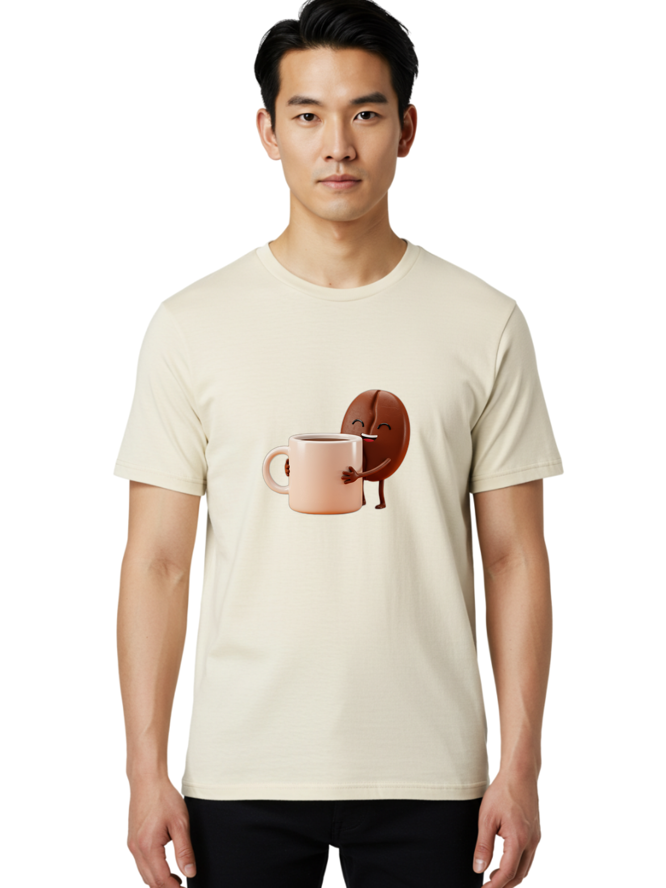 Coffee-Bean-Character-1 Men'S Graphic Tee, 100% Cotton, Comfortable Casual Summer Wear, Machine Washable, Cartoon Coffee Bean, Happy Character, Coffee Mug, Coffee Lover, Morning Pick-Me-Up, Caffeine Fix, Coffee Culture, Funny Illustration, Bab773 29