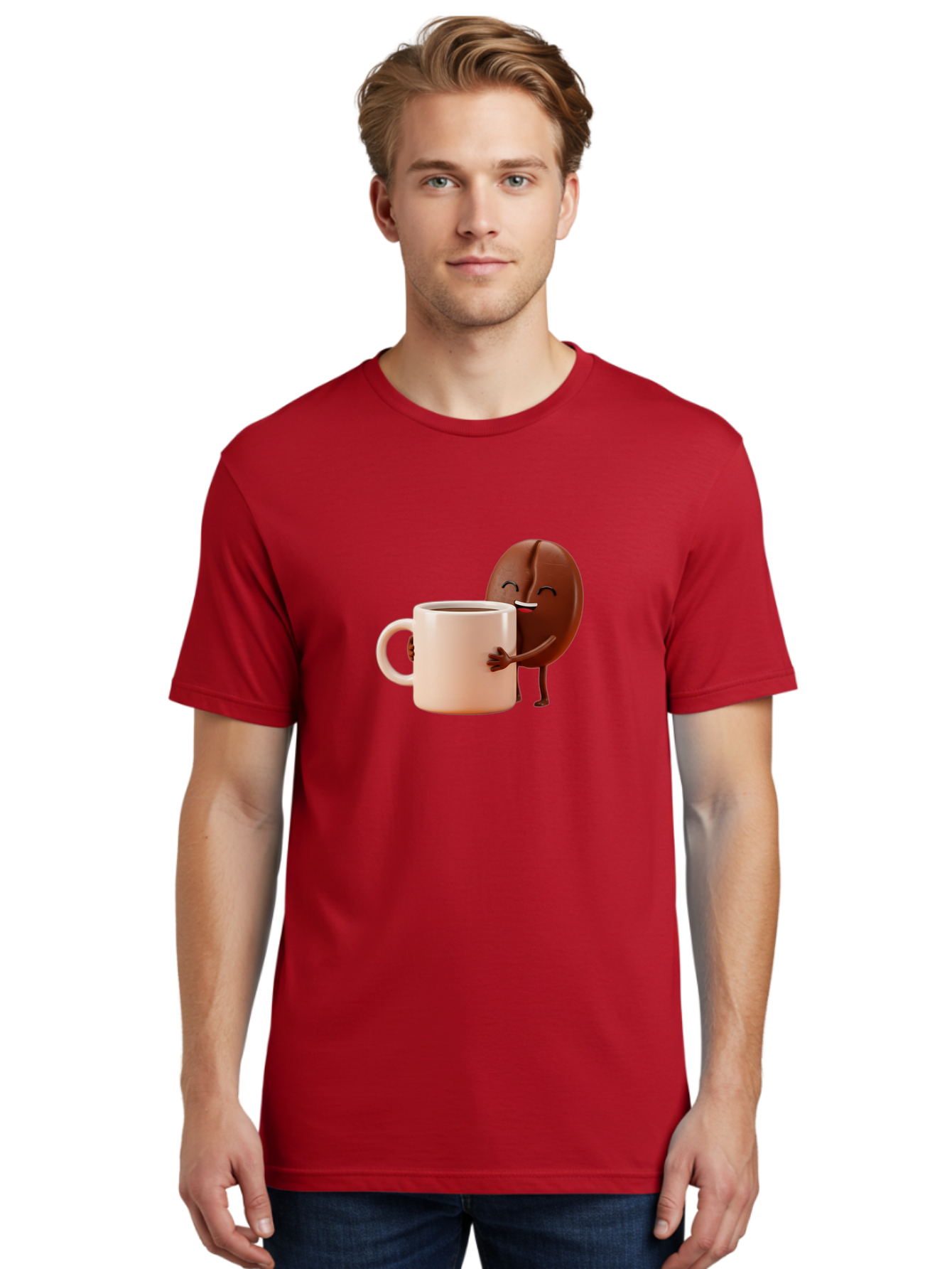 Coffee-Bean-Character-1 Men'S Graphic Tee, 100% Cotton, Comfortable Casual Summer Wear, Machine Washable, Cartoon Coffee Bean, Happy Character, Coffee Mug, Coffee Lover, Morning Pick-Me-Up, Caffeine Fix, Coffee Culture, Funny Illustration, Bab773 20