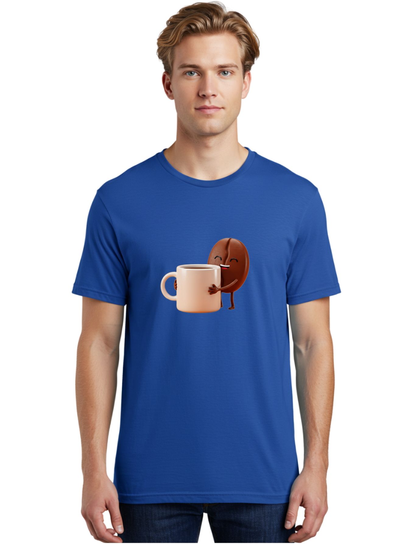 Coffee-Bean-Character-1 Men'S Graphic Tee, 100% Cotton, Comfortable Casual Summer Wear, Machine Washable, Cartoon Coffee Bean, Happy Character, Coffee Mug, Coffee Lover, Morning Pick-Me-Up, Caffeine Fix, Coffee Culture, Funny Illustration, Bab773 28