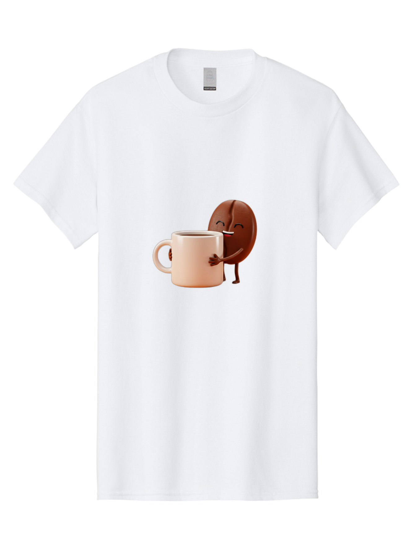 Coffee-Bean-Character-1 Men'S Graphic Tee, 100% Cotton, Comfortable Casual Summer Wear, Machine Washable, Cartoon Coffee Bean, Happy Character, Coffee Mug, Coffee Lover, Morning Pick-Me-Up, Caffeine Fix, Coffee Culture, Funny Illustration, Bab773 3