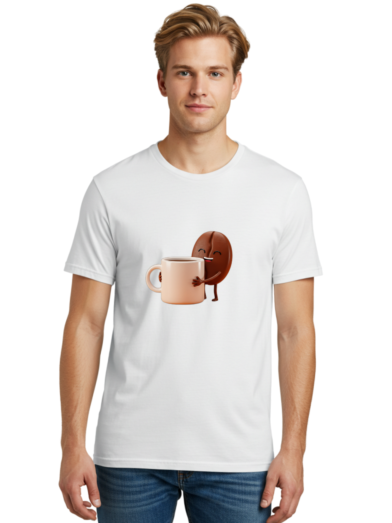 Coffee-Bean-Character-1 Men'S Graphic Tee, 100% Cotton, Comfortable Casual Summer Wear, Machine Washable, Cartoon Coffee Bean, Happy Character, Coffee Mug, Coffee Lover, Morning Pick-Me-Up, Caffeine Fix, Coffee Culture, Funny Illustration, Bab773 18