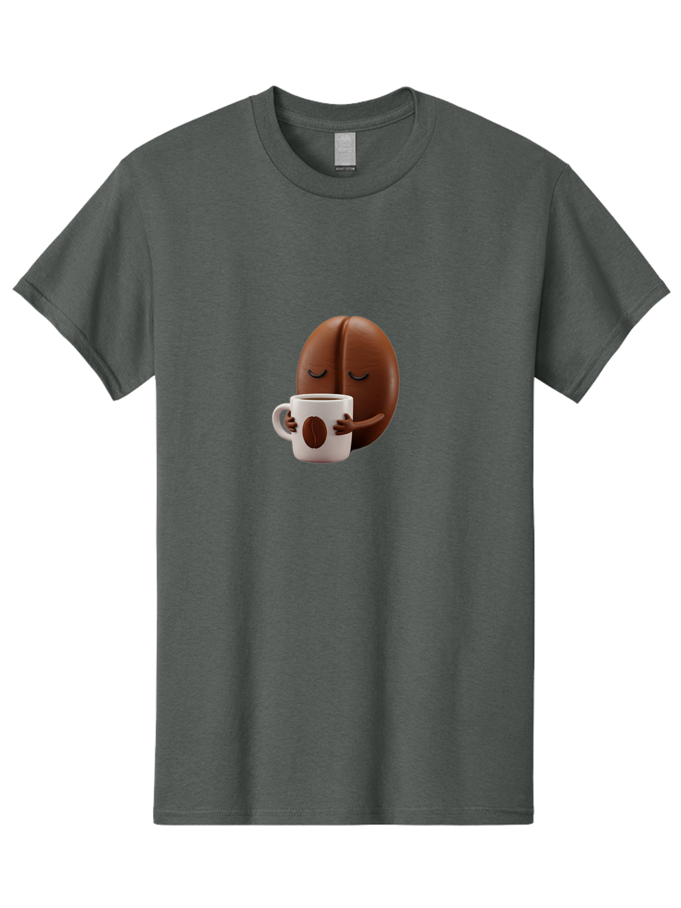Coffee-Bean-Character-2 Men'S Graphic Tee, 100% Cotton, Comfortable Casual Summer Wear, Machine Washable, Cartoon Coffee Bean, Coffee Mug, Relaxed Atmosphere, Happy Character, Coffee Break, Morning Coffee, Caffeine Boost, Coffee Lover, Bab774 3