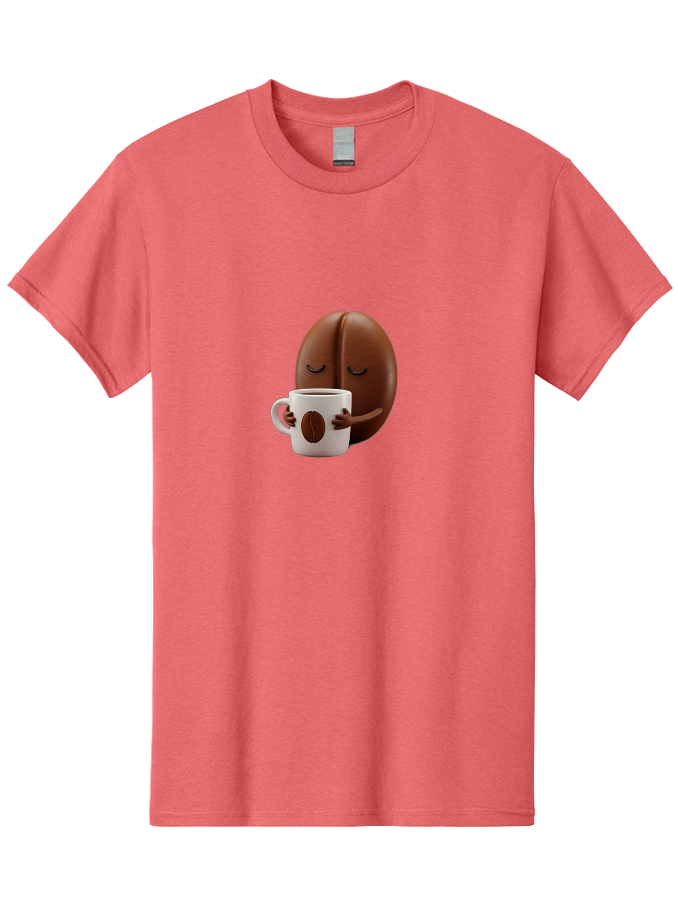 Coffee-Bean-Character-2 Men'S Graphic Tee, 100% Cotton, Comfortable Casual Summer Wear, Machine Washable, Cartoon Coffee Bean, Coffee Mug, Relaxed Atmosphere, Happy Character, Coffee Break, Morning Coffee, Caffeine Boost, Coffee Lover, Bab774 12