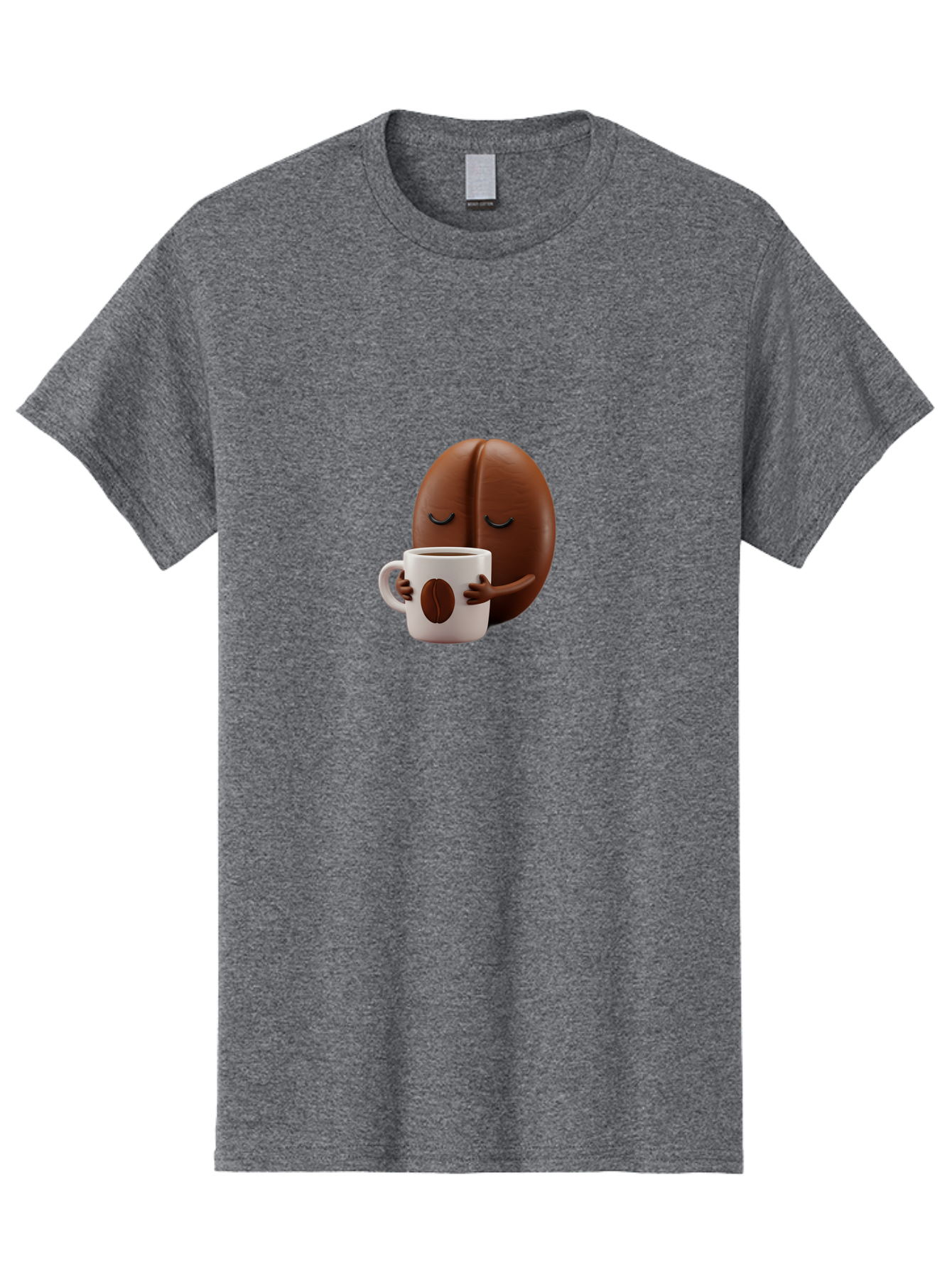 Coffee-Bean-Character-2 Men'S Graphic Tee, 100% Cotton, Comfortable Casual Summer Wear, Machine Washable, Cartoon Coffee Bean, Coffee Mug, Relaxed Atmosphere, Happy Character, Coffee Break, Morning Coffee, Caffeine Boost, Coffee Lover, Bab774 15