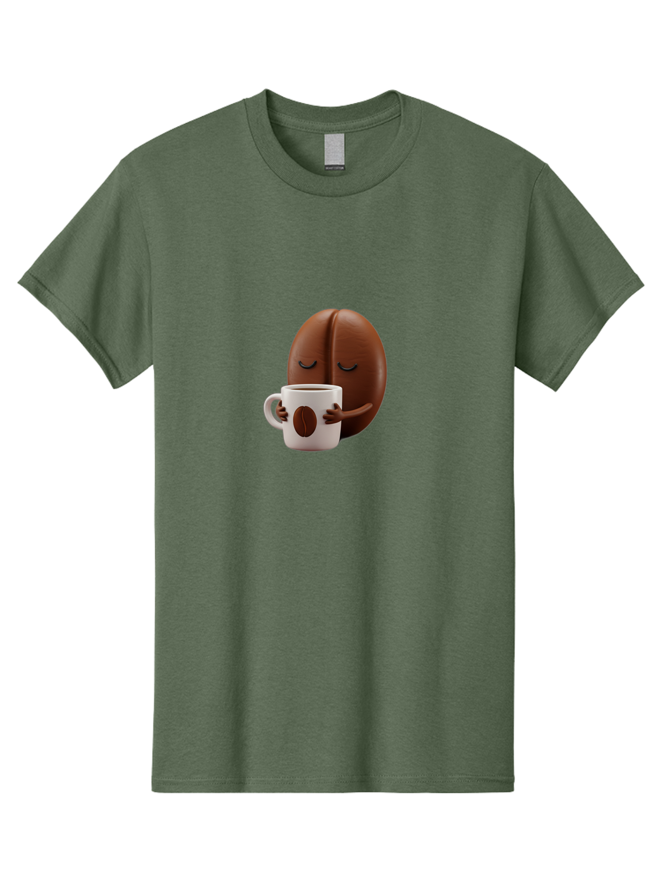Coffee-Bean-Character-2 Men'S Graphic Tee, 100% Cotton, Comfortable Casual Summer Wear, Machine Washable, Cartoon Coffee Bean, Coffee Mug, Relaxed Atmosphere, Happy Character, Coffee Break, Morning Coffee, Caffeine Boost, Coffee Lover, Bab774 6