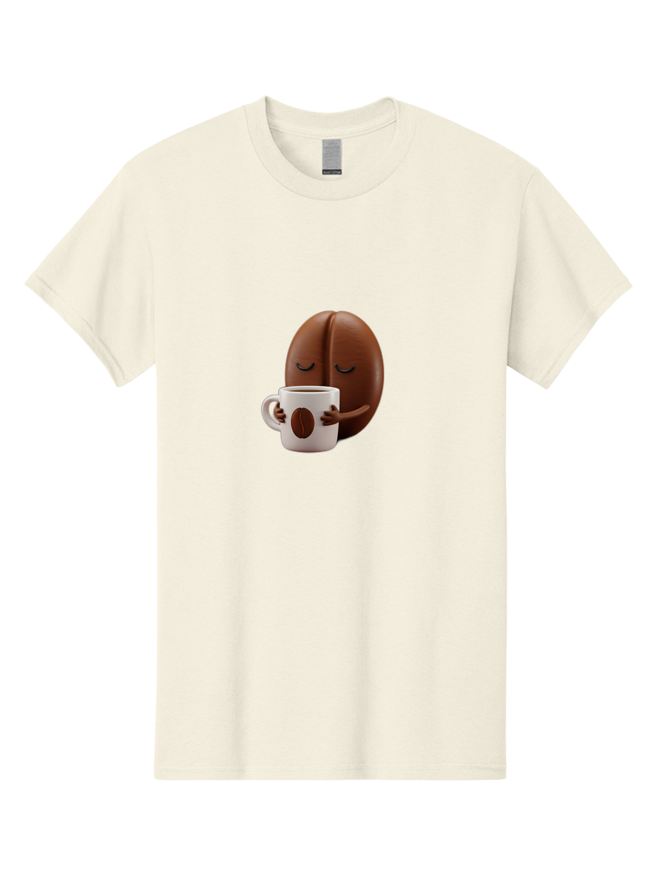 Coffee-Bean-Character-2 Men'S Graphic Tee, 100% Cotton, Comfortable Casual Summer Wear, Machine Washable, Cartoon Coffee Bean, Coffee Mug, Relaxed Atmosphere, Happy Character, Coffee Break, Morning Coffee, Caffeine Boost, Coffee Lover, Bab774 4