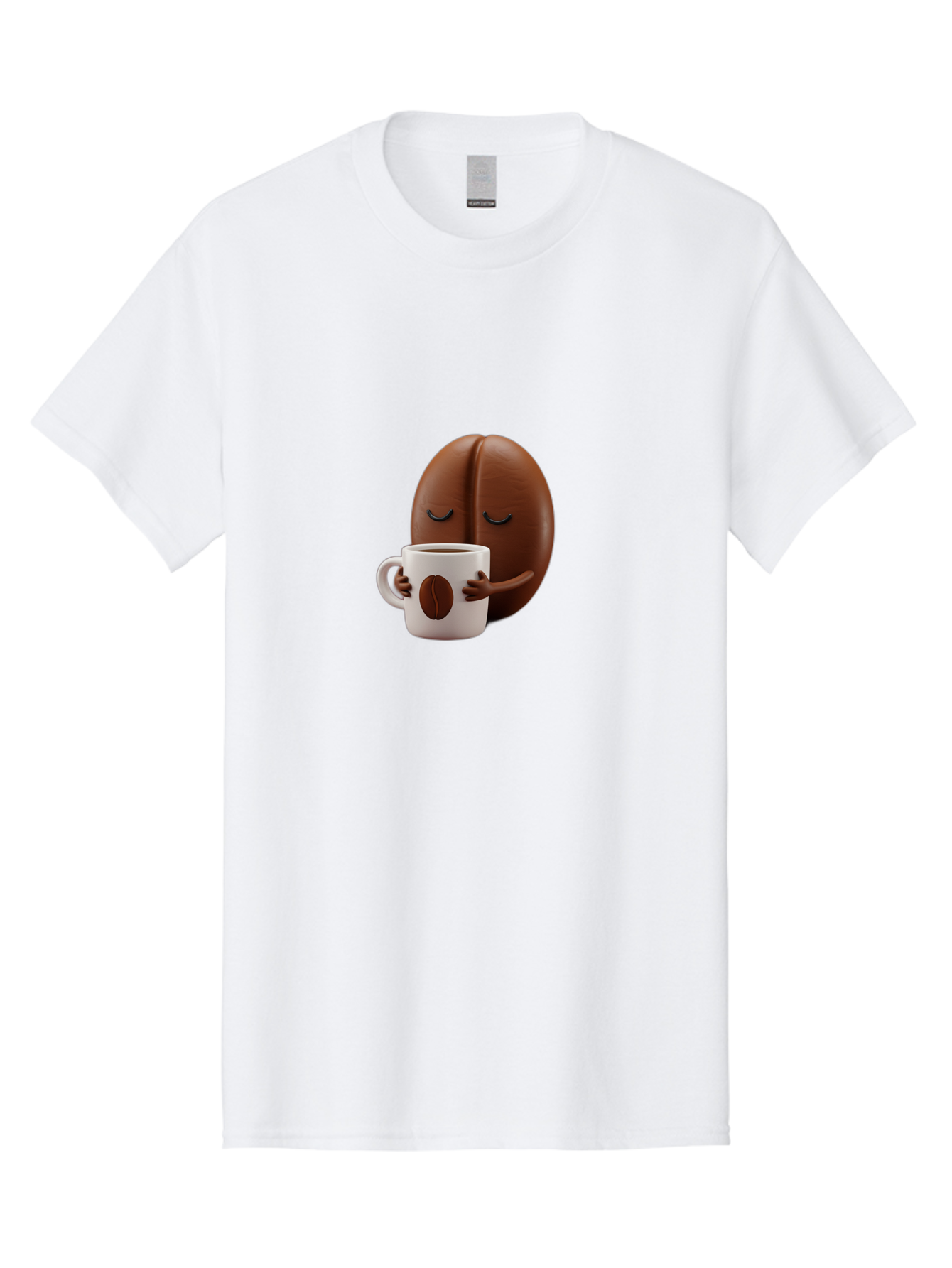 Coffee-Bean-Character-2 Men'S Graphic Tee, 100% Cotton, Comfortable Casual Summer Wear, Machine Washable, Cartoon Coffee Bean, Coffee Mug, Relaxed Atmosphere, Happy Character, Coffee Break, Morning Coffee, Caffeine Boost, Coffee Lover, Bab774 11