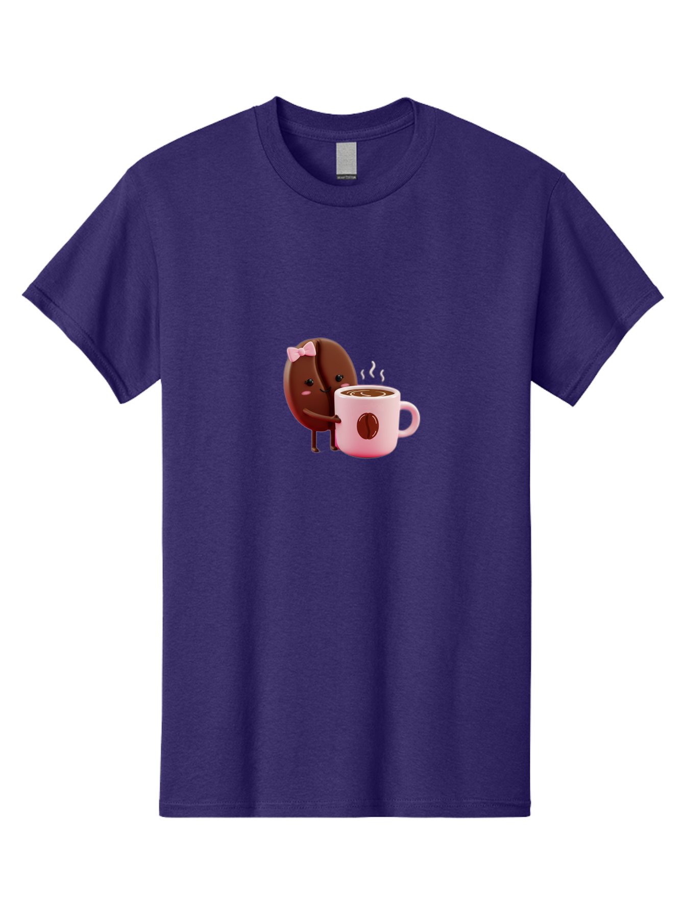 Coffee-Bean-Character-3 Men'S Graphic Tee, 100% Cotton, Comfortable Casual Summer Wear, Machine Washable, Cartoon Coffee Bean, Pink Bow, Coffee Mug, Hot Coffee, Adorable Character, Steaming Coffee, Coffee Lover, Cute Illustration, Bab775 8