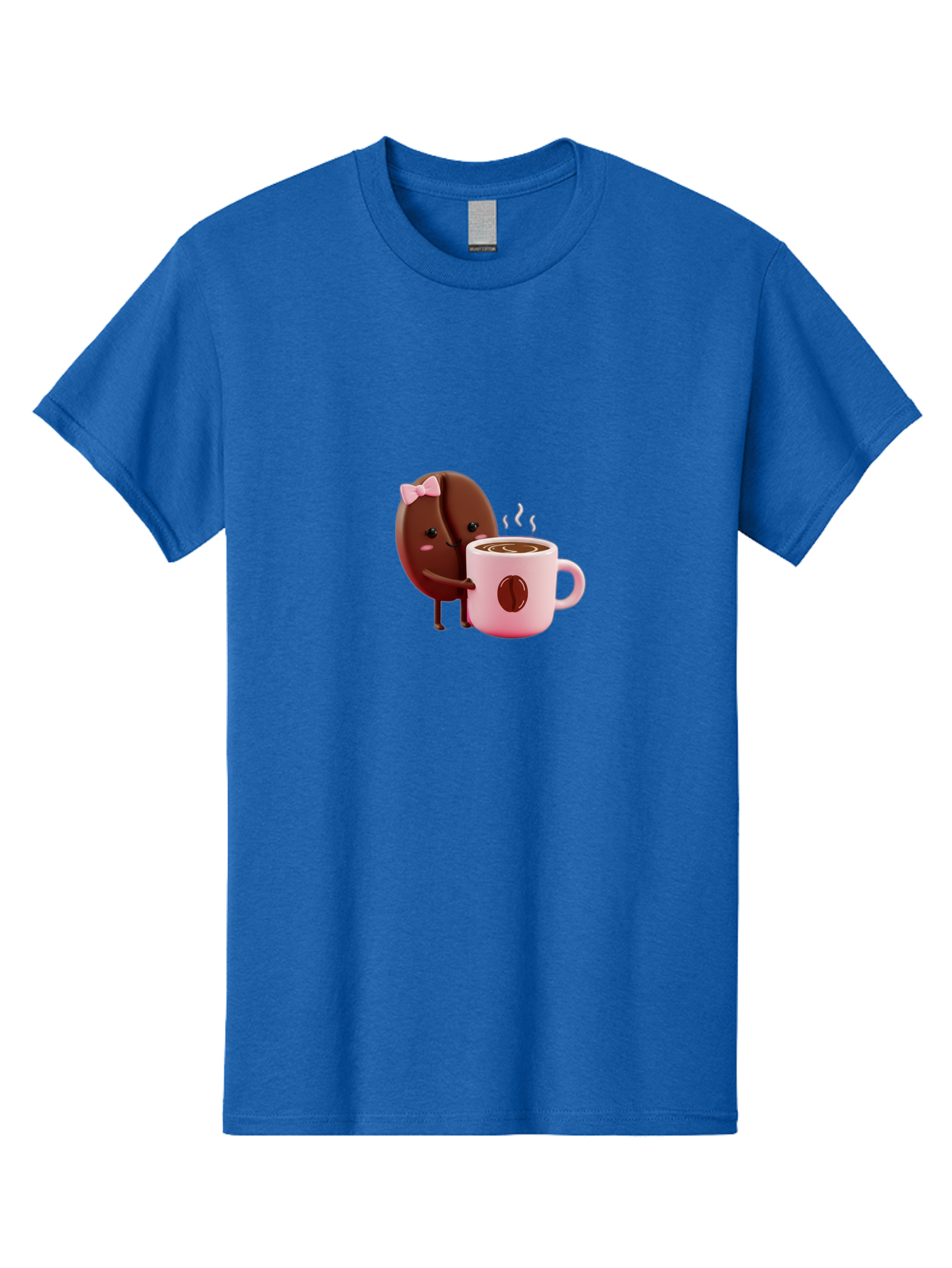 Coffee-Bean-Character-3 Men'S Graphic Tee, 100% Cotton, Comfortable Casual Summer Wear, Machine Washable, Cartoon Coffee Bean, Pink Bow, Coffee Mug, Hot Coffee, Adorable Character, Steaming Coffee, Coffee Lover, Cute Illustration, Bab775 4