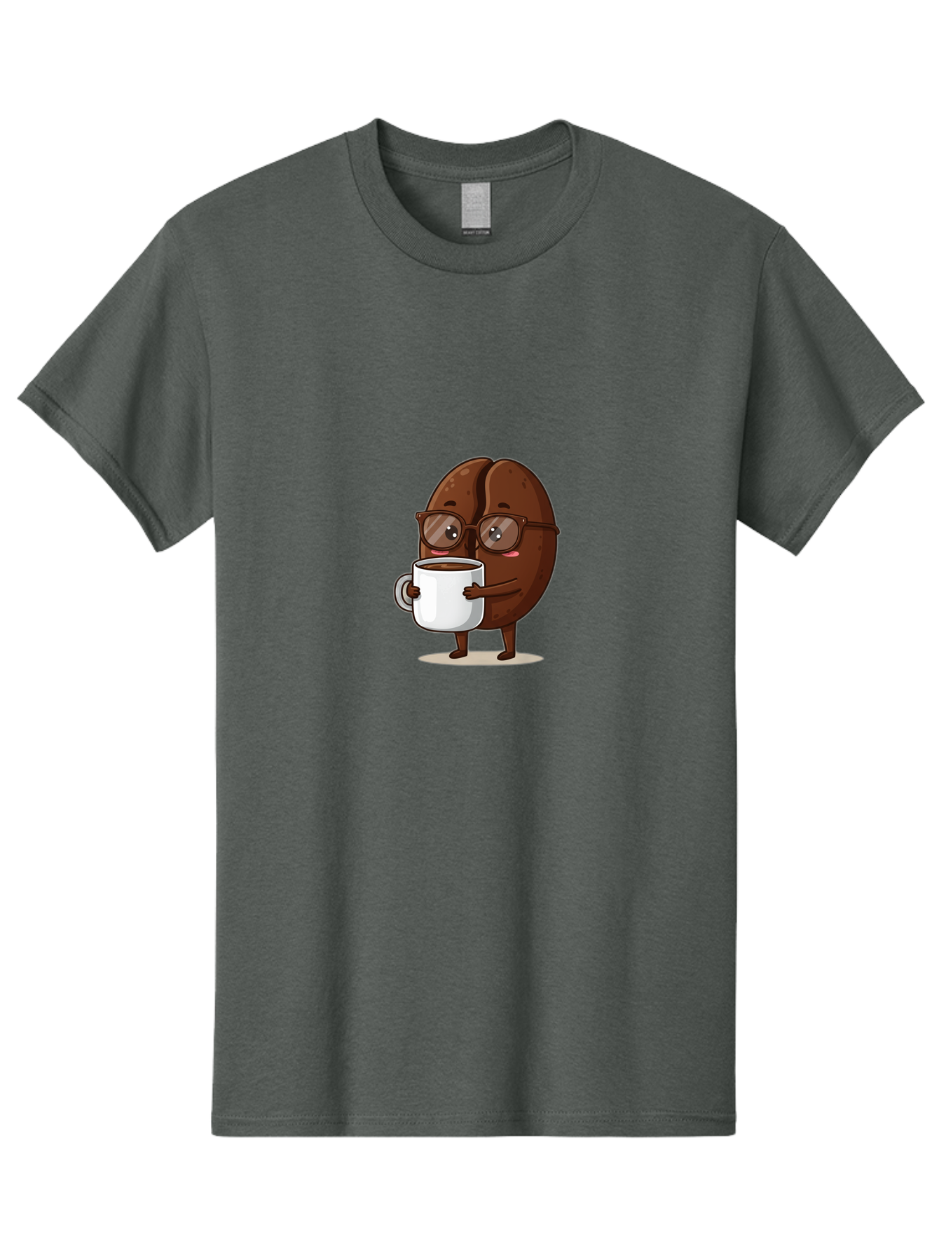 Coffee-Bean-Character-4 Men'S Graphic Tee, 100% Cotton, Comfortable Casual Summer Wear, Machine Washable, Coffee Bean Character, Coffee Lover, Brown Coffee Bean, Holding Coffee Mug, Coffee Break, Cartoon Style, Coffee Culture, Funny Character, Bab776 4