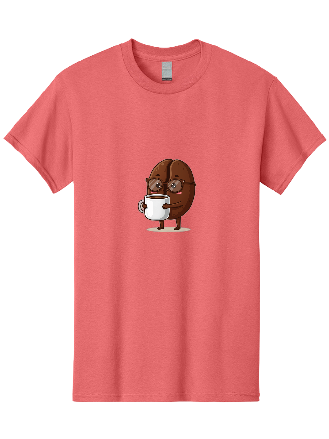 Coffee-Bean-Character-4 Men'S Graphic Tee, 100% Cotton, Comfortable Casual Summer Wear, Machine Washable, Coffee Bean Character, Coffee Lover, Brown Coffee Bean, Holding Coffee Mug, Coffee Break, Cartoon Style, Coffee Culture, Funny Character, Bab776 5