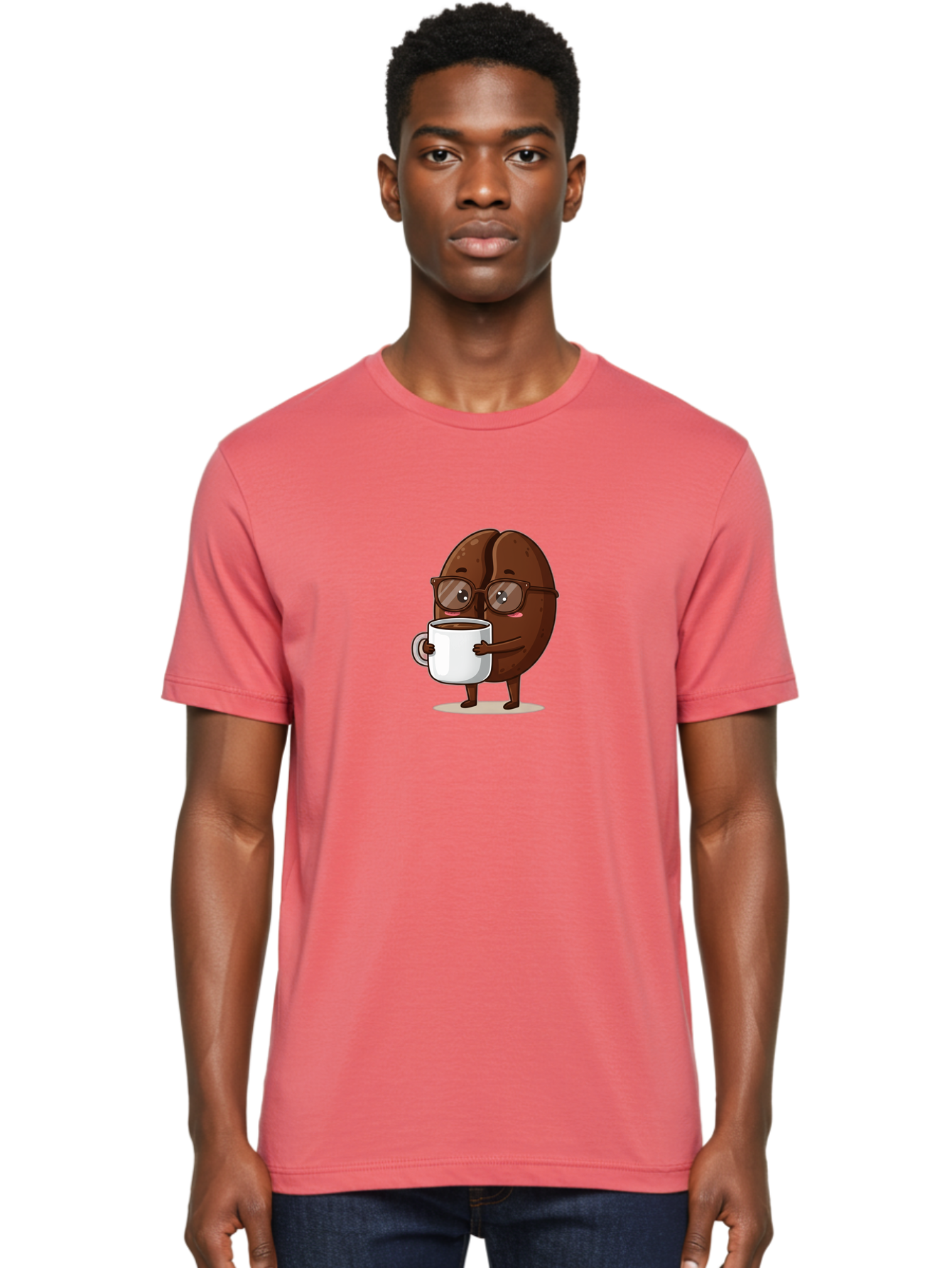 Coffee-Bean-Character-4 Men'S Graphic Tee, 100% Cotton, Comfortable Casual Summer Wear, Machine Washable, Coffee Bean Character, Coffee Lover, Brown Coffee Bean, Holding Coffee Mug, Coffee Break, Cartoon Style, Coffee Culture, Funny Character, Bab776 20