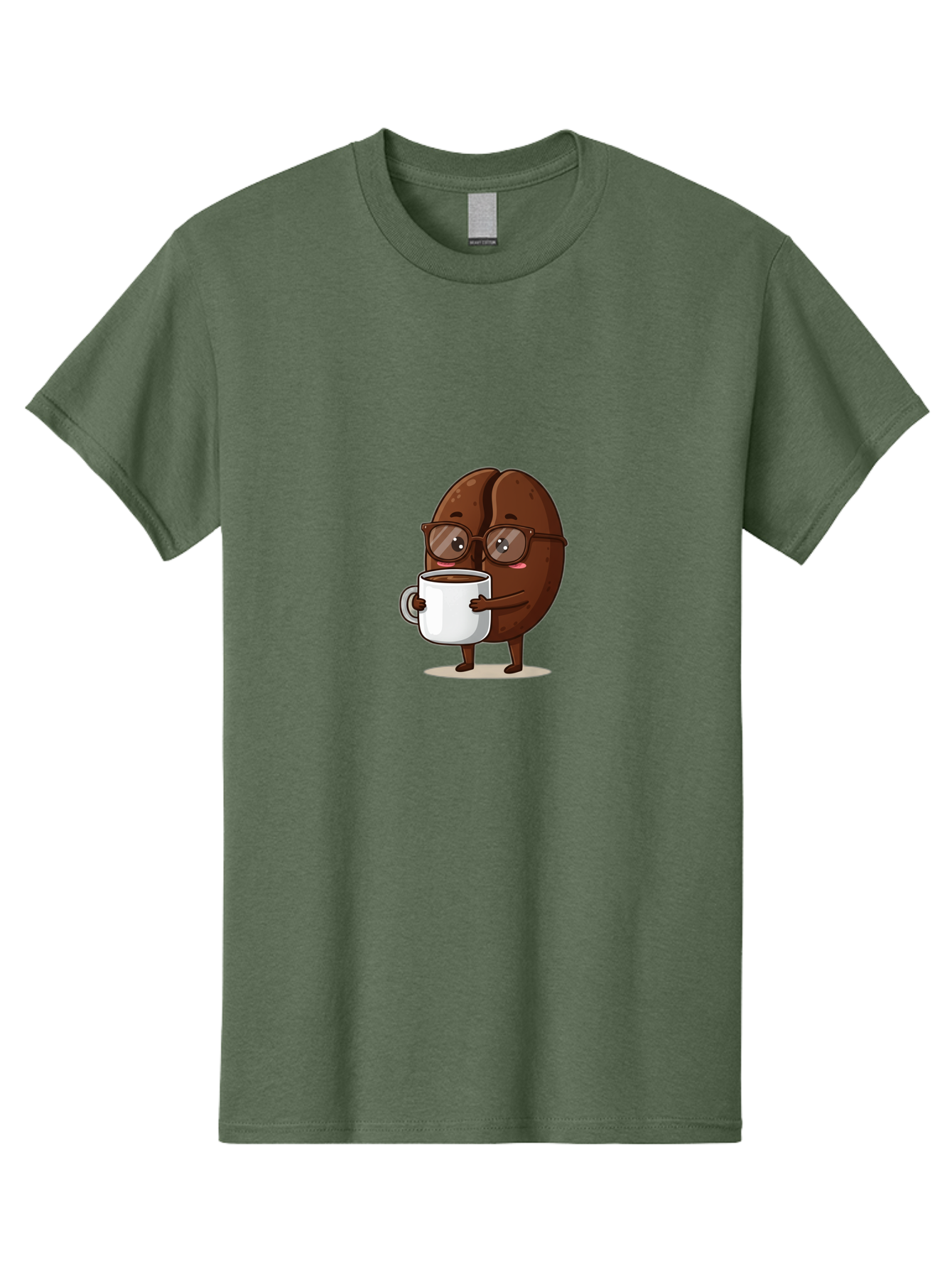 Coffee-Bean-Character-4 Men'S Graphic Tee, 100% Cotton, Comfortable Casual Summer Wear, Machine Washable, Coffee Bean Character, Coffee Lover, Brown Coffee Bean, Holding Coffee Mug, Coffee Break, Cartoon Style, Coffee Culture, Funny Character, Bab776 3