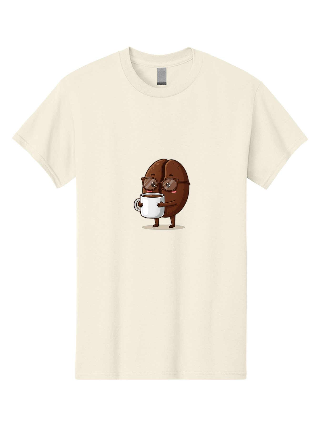 Coffee-Bean-Character-4 Men'S Graphic Tee, 100% Cotton, Comfortable Casual Summer Wear, Machine Washable, Coffee Bean Character, Coffee Lover, Brown Coffee Bean, Holding Coffee Mug, Coffee Break, Cartoon Style, Coffee Culture, Funny Character, Bab776 1