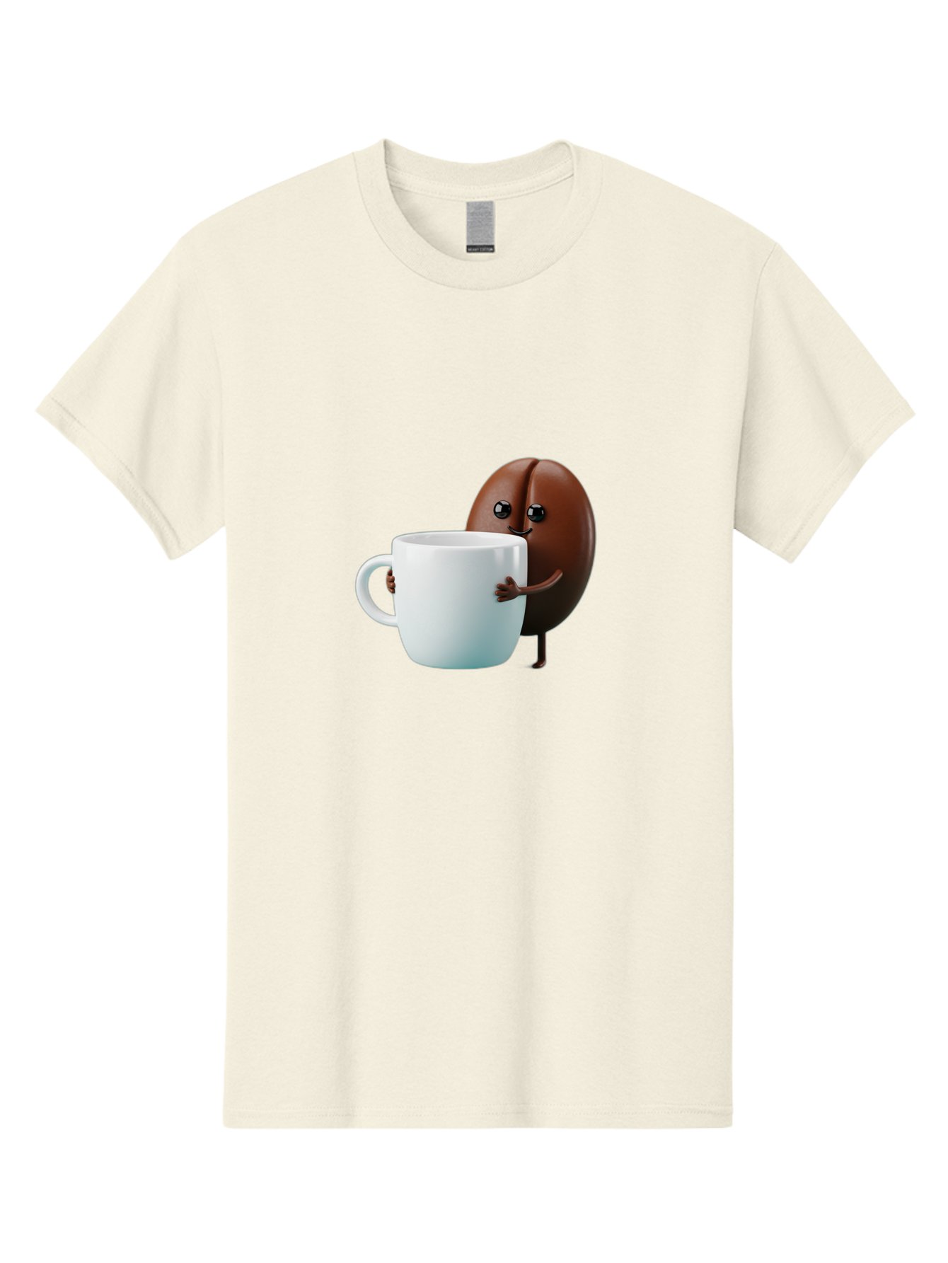 Coffee-Bean-Character Men'S Graphic Tee, 100% Cotton, Comfortable Casual Summer Wear, Machine Washable, Cartoon Coffee Bean, Holding Coffee Mug, Happy Face, Cute Character, Coffee Lover, Morning Pick-Me-Up, Coffee Culture, Fun Design, Bab777 12