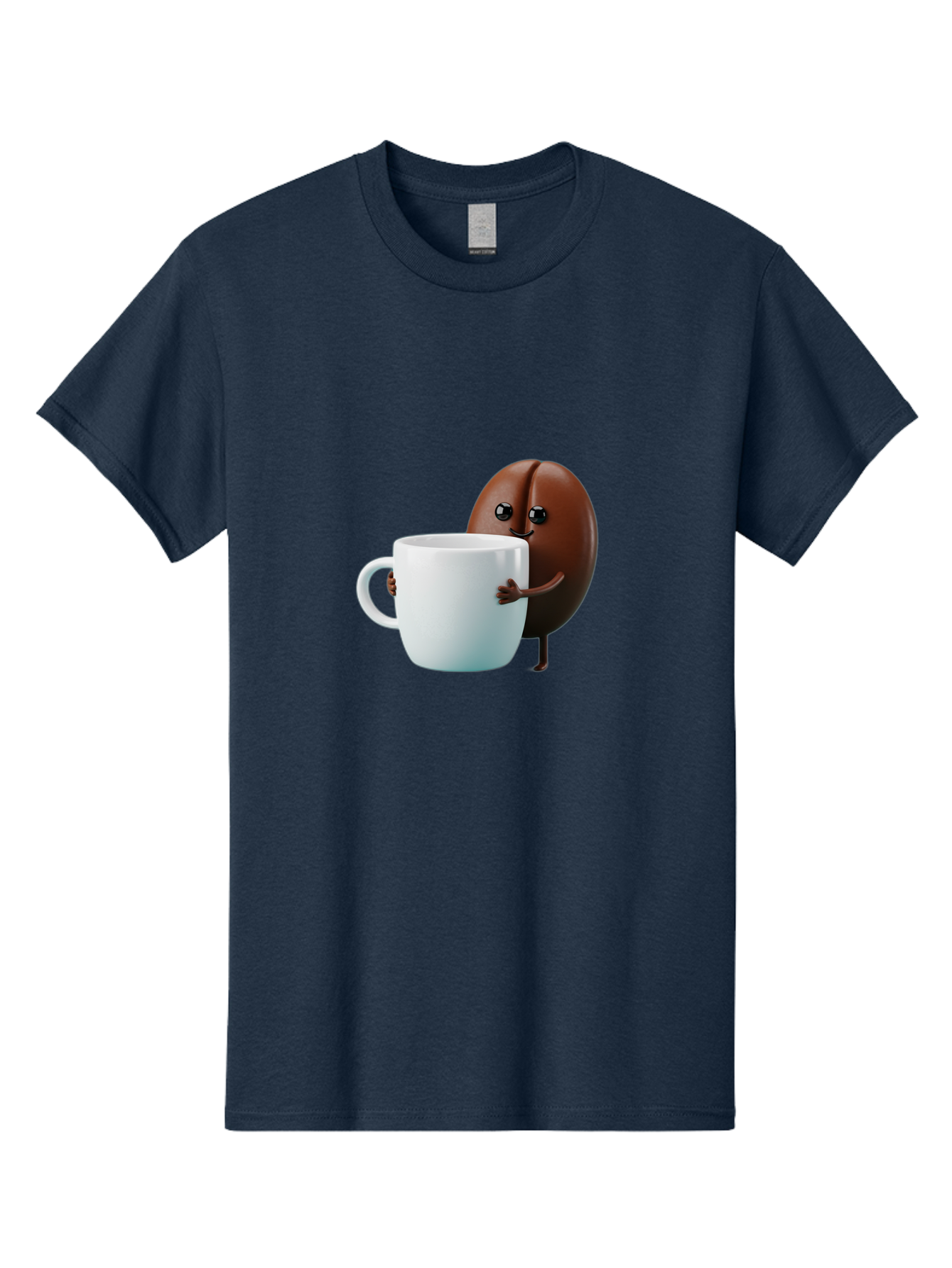 Coffee-Bean-Character Men'S Graphic Tee, 100% Cotton, Comfortable Casual Summer Wear, Machine Washable, Cartoon Coffee Bean, Holding Coffee Mug, Happy Face, Cute Character, Coffee Lover, Morning Pick-Me-Up, Coffee Culture, Fun Design, Bab777 6