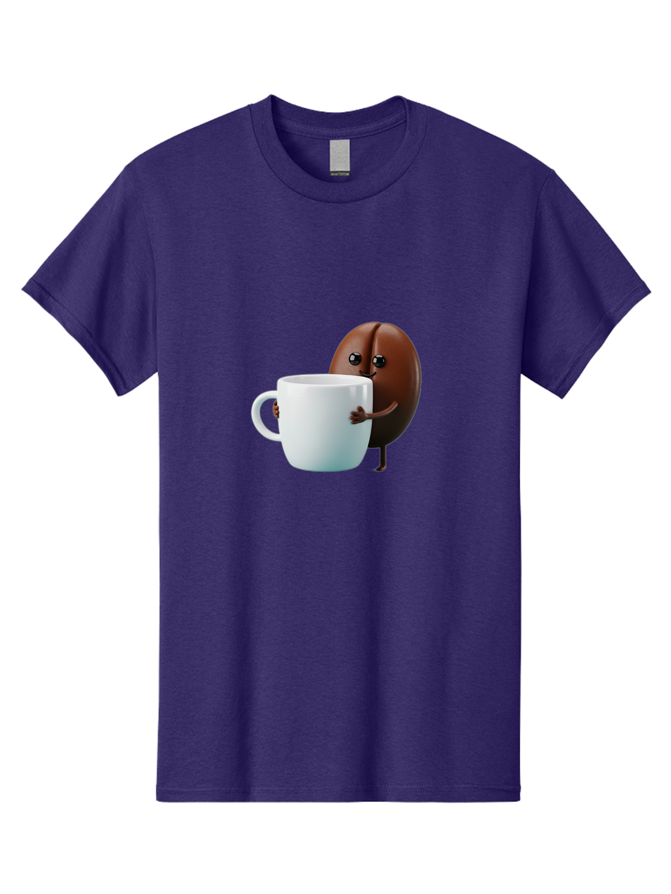 Coffee-Bean-Character Men'S Graphic Tee, 100% Cotton, Comfortable Casual Summer Wear, Machine Washable, Cartoon Coffee Bean, Holding Coffee Mug, Happy Face, Cute Character, Coffee Lover, Morning Pick-Me-Up, Coffee Culture, Fun Design, Bab777 11