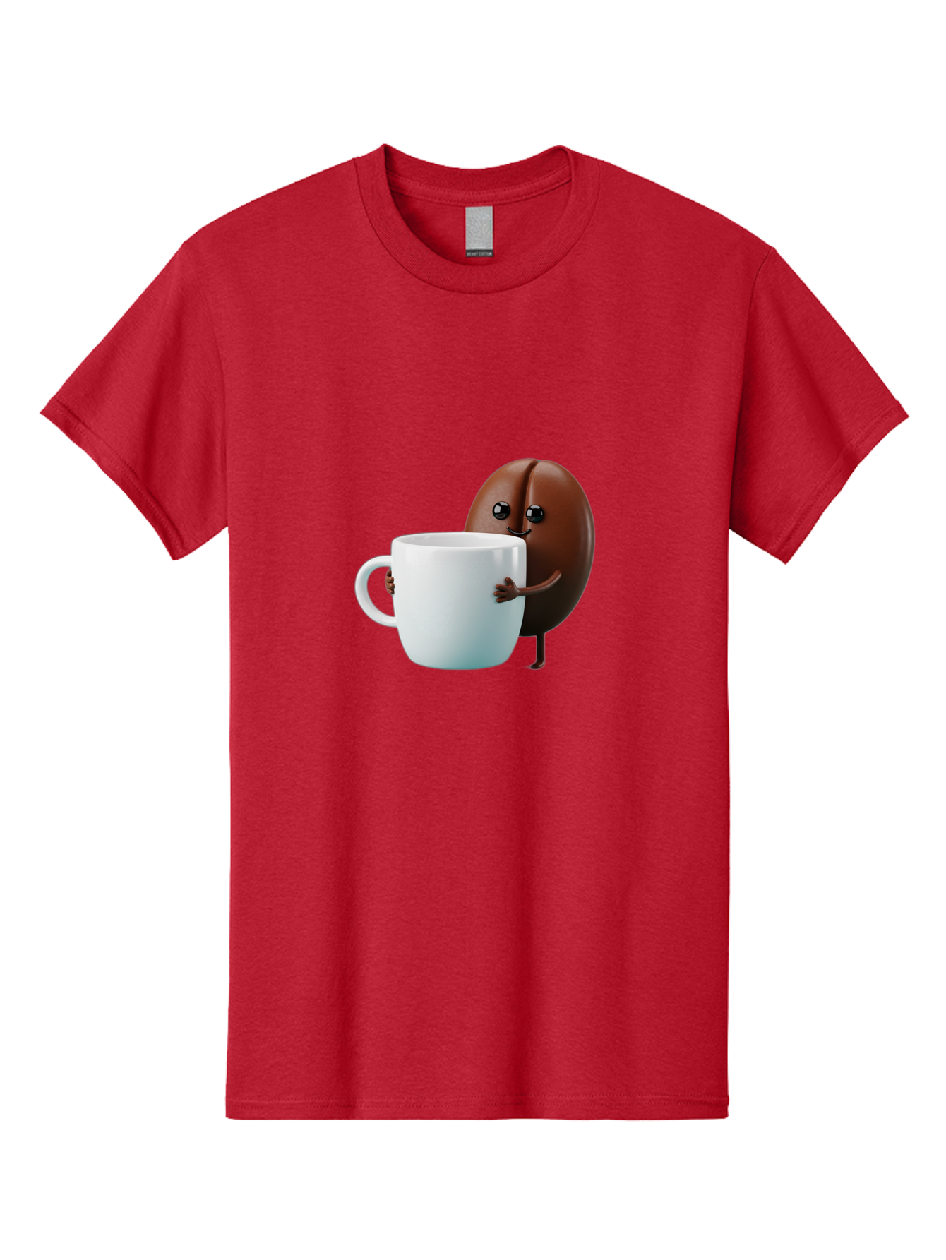 Coffee-Bean-Character Men'S Graphic Tee, 100% Cotton, Comfortable Casual Summer Wear, Machine Washable, Cartoon Coffee Bean, Holding Coffee Mug, Happy Face, Cute Character, Coffee Lover, Morning Pick-Me-Up, Coffee Culture, Fun Design, Bab777 15