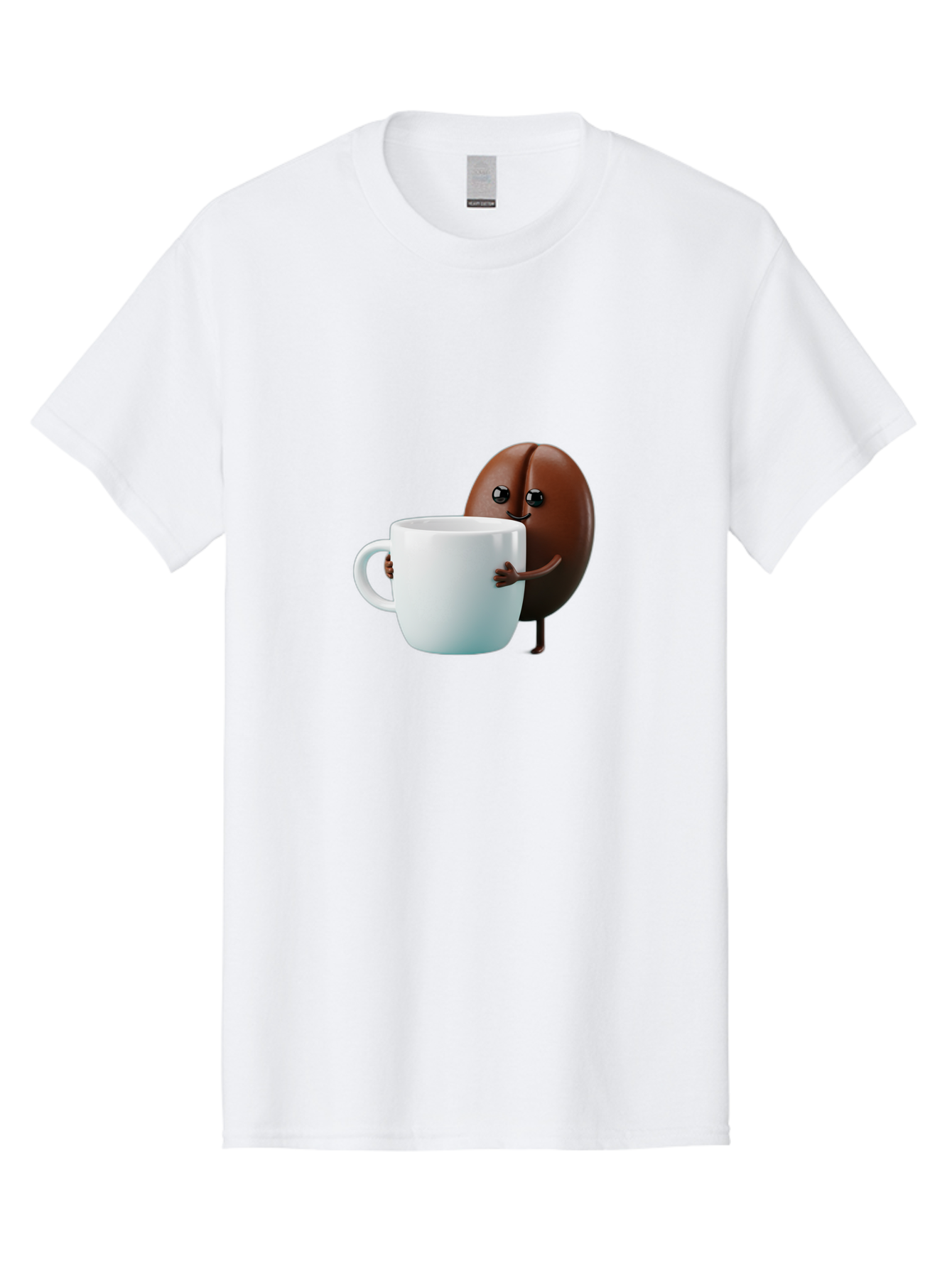 Coffee-Bean-Character Men'S Graphic Tee, 100% Cotton, Comfortable Casual Summer Wear, Machine Washable, Cartoon Coffee Bean, Holding Coffee Mug, Happy Face, Cute Character, Coffee Lover, Morning Pick-Me-Up, Coffee Culture, Fun Design, Bab777 8