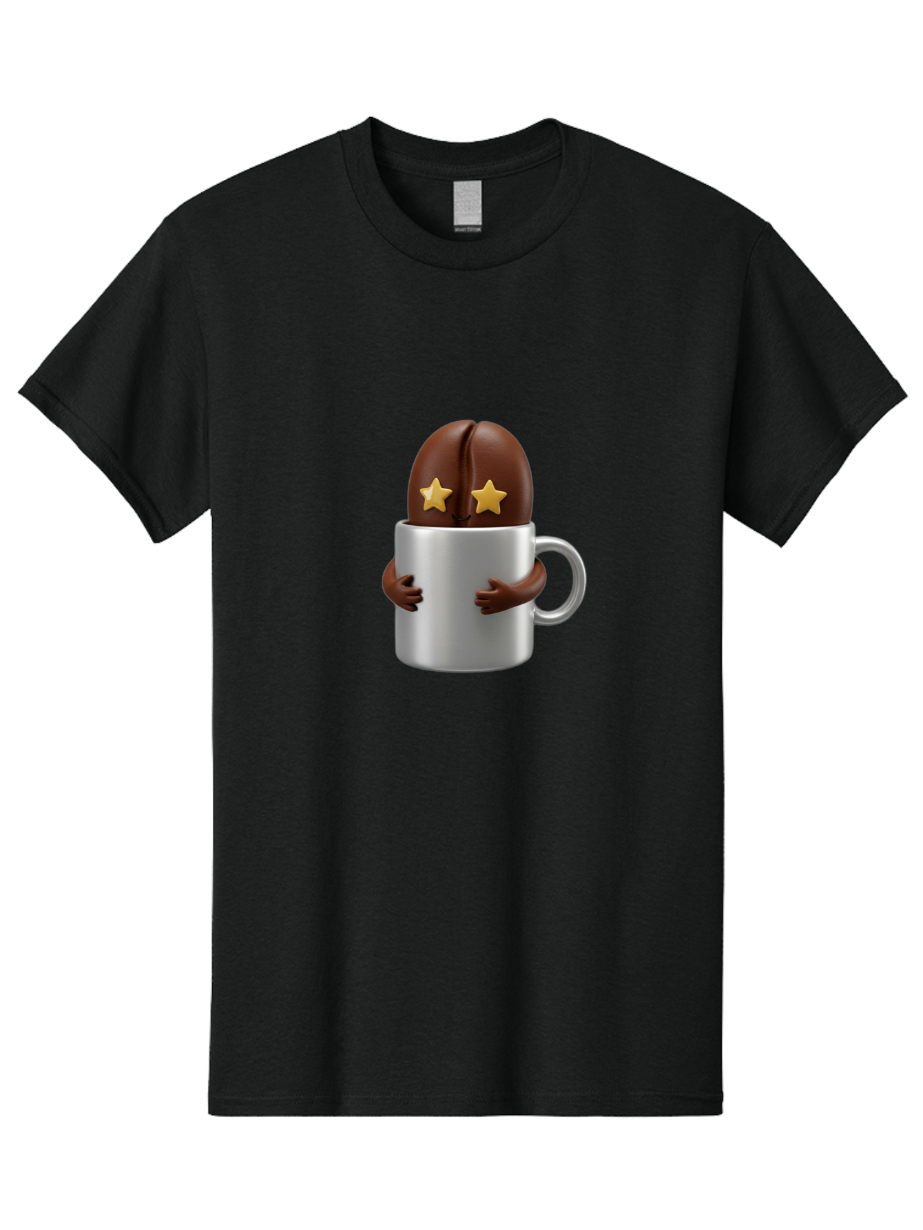 Coffee-Bean-In-A-Cup Men'S Graphic Tee, 100% Cotton, Comfortable Casual Summer Wear, Machine Washable, Coffee Bean Character, Coffee Cup, Cute Illustration, Cartoon Coffee, Coffee Culture, Coffee Love, Morning Coffee, Coffee Beans, Coffee Art Bab778 14