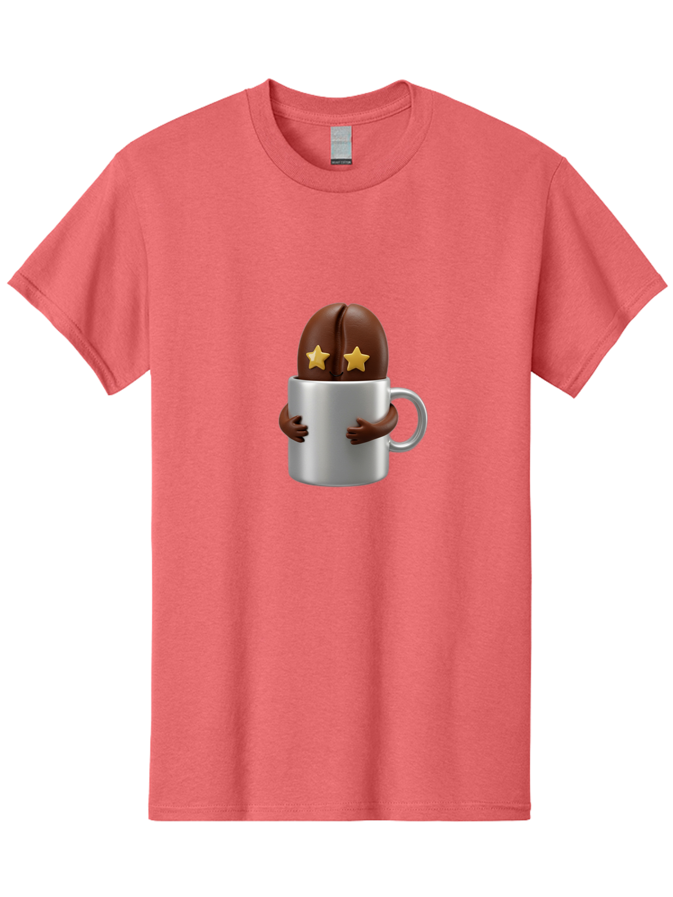 Coffee-Bean-In-A-Cup Men'S Graphic Tee, 100% Cotton, Comfortable Casual Summer Wear, Machine Washable, Coffee Bean Character, Coffee Cup, Cute Illustration, Cartoon Coffee, Coffee Culture, Coffee Love, Morning Coffee, Coffee Beans, Coffee Art Bab778 12
