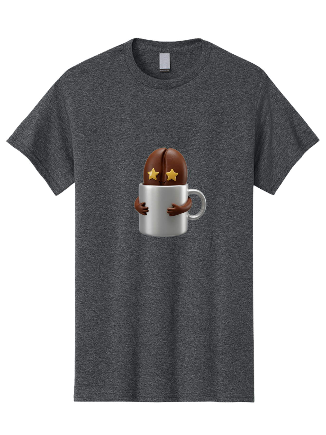 Coffee-Bean-In-A-Cup Men'S Graphic Tee, 100% Cotton, Comfortable Casual Summer Wear, Machine Washable, Coffee Bean Character, Coffee Cup, Cute Illustration, Cartoon Coffee, Coffee Culture, Coffee Love, Morning Coffee, Coffee Beans, Coffee Art Bab778 3
