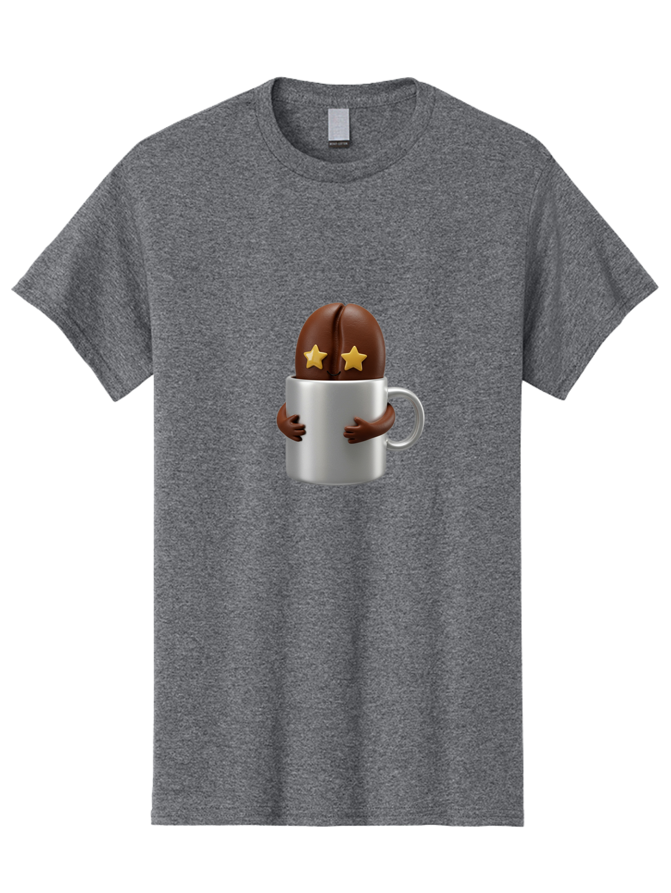 Coffee-Bean-In-A-Cup Men'S Graphic Tee, 100% Cotton, Comfortable Casual Summer Wear, Machine Washable, Coffee Bean Character, Coffee Cup, Cute Illustration, Cartoon Coffee, Coffee Culture, Coffee Love, Morning Coffee, Coffee Beans, Coffee Art Bab778 7