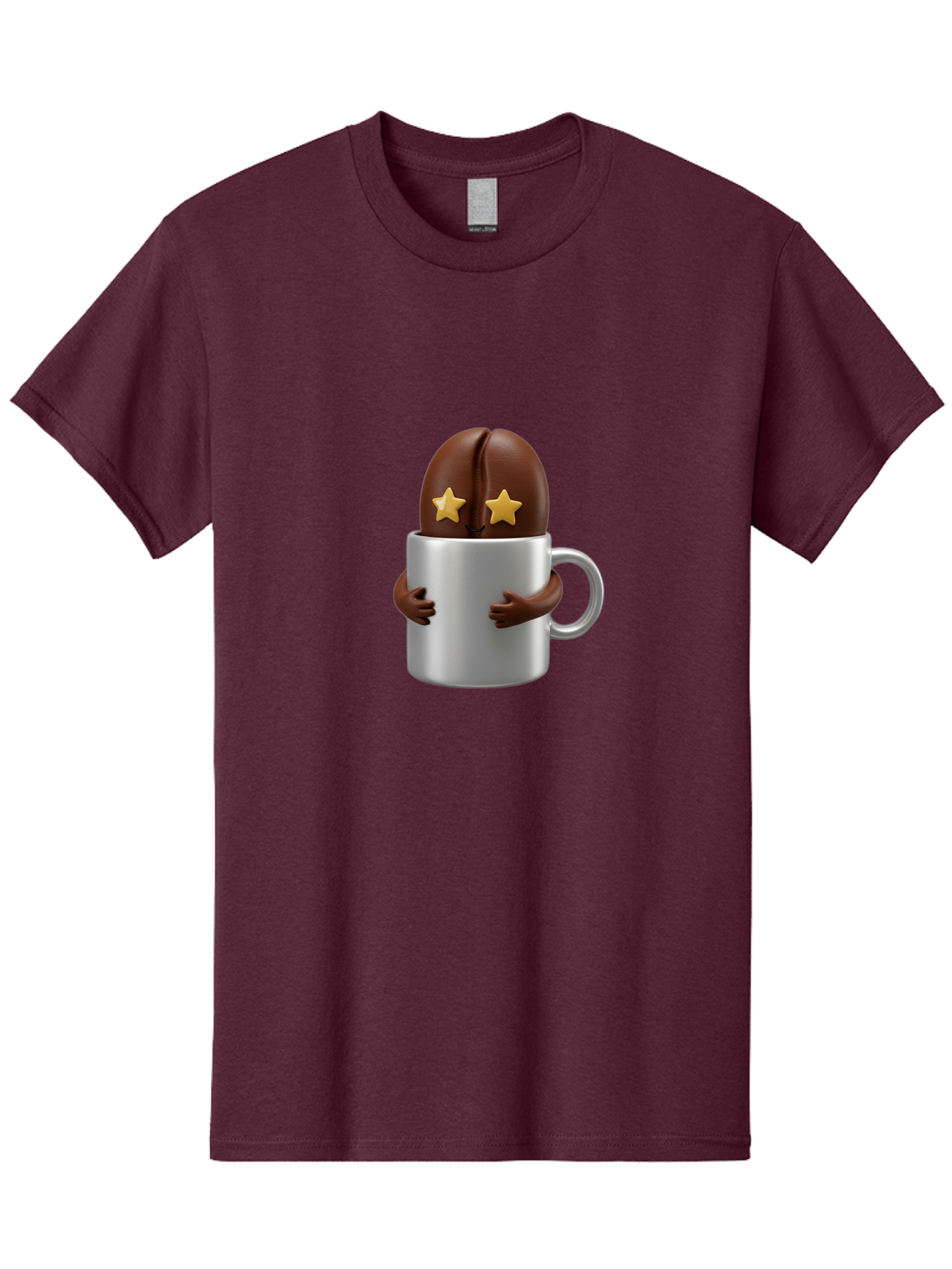 Coffee-Bean-In-A-Cup Men'S Graphic Tee, 100% Cotton, Comfortable Casual Summer Wear, Machine Washable, Coffee Bean Character, Coffee Cup, Cute Illustration, Cartoon Coffee, Coffee Culture, Coffee Love, Morning Coffee, Coffee Beans, Coffee Art Bab778 5