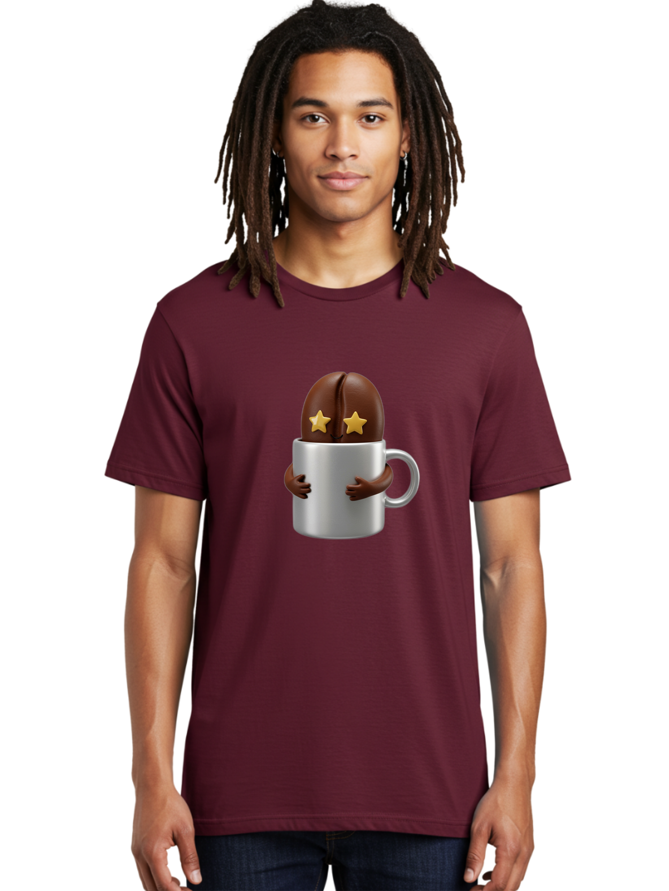 Coffee-Bean-In-A-Cup Men'S Graphic Tee, 100% Cotton, Comfortable Casual Summer Wear, Machine Washable, Coffee Bean Character, Coffee Cup, Cute Illustration, Cartoon Coffee, Coffee Culture, Coffee Love, Morning Coffee, Coffee Beans, Coffee Art Bab778 20