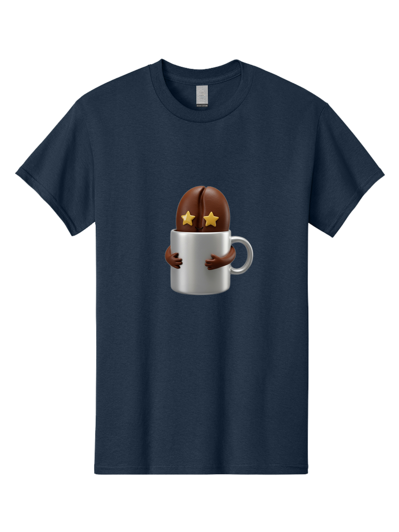 Coffee-Bean-In-A-Cup Men'S Graphic Tee, 100% Cotton, Comfortable Casual Summer Wear, Machine Washable, Coffee Bean Character, Coffee Cup, Cute Illustration, Cartoon Coffee, Coffee Culture, Coffee Love, Morning Coffee, Coffee Beans, Coffee Art Bab778 15