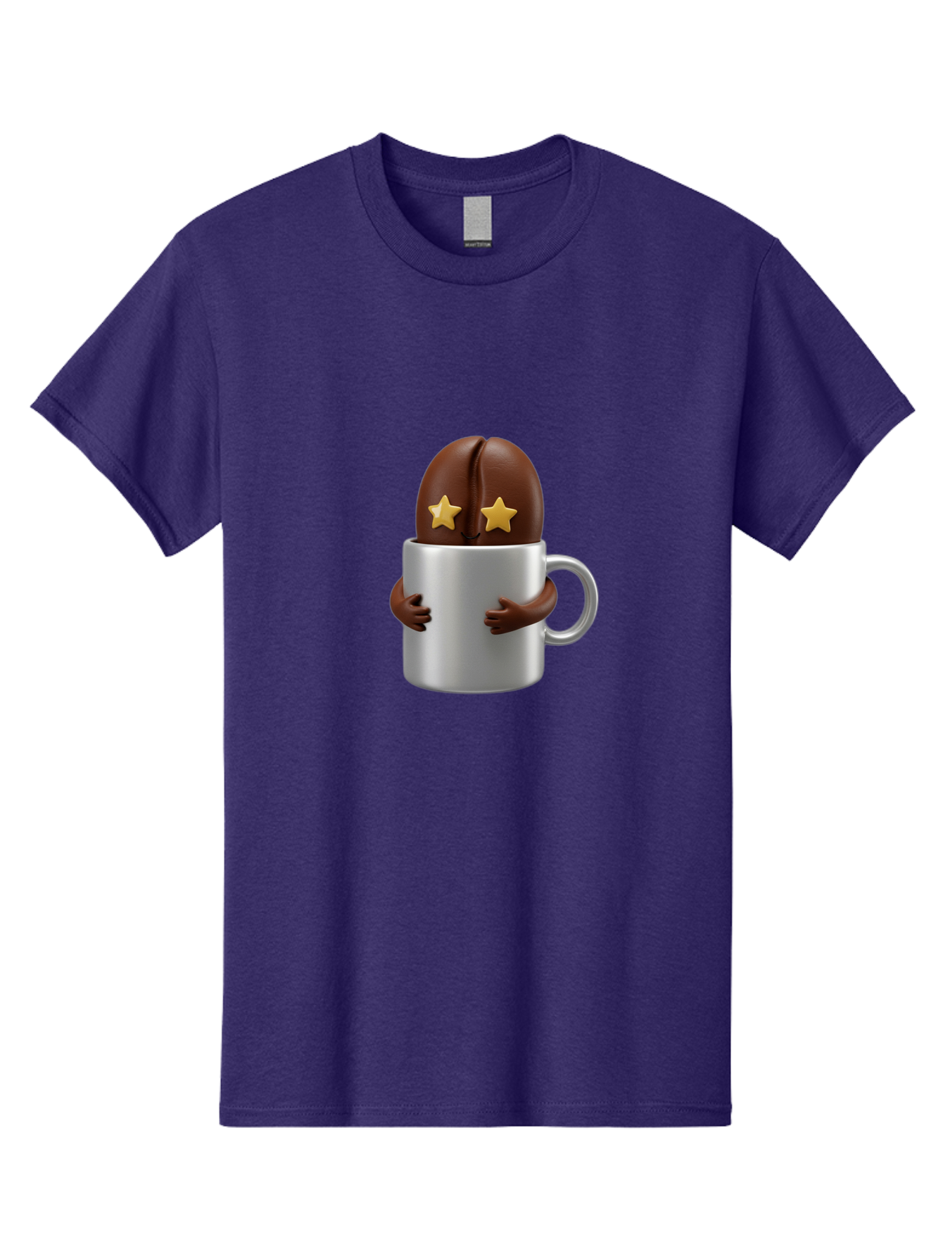 Coffee-Bean-In-A-Cup Men'S Graphic Tee, 100% Cotton, Comfortable Casual Summer Wear, Machine Washable, Coffee Bean Character, Coffee Cup, Cute Illustration, Cartoon Coffee, Coffee Culture, Coffee Love, Morning Coffee, Coffee Beans, Coffee Art Bab778 1