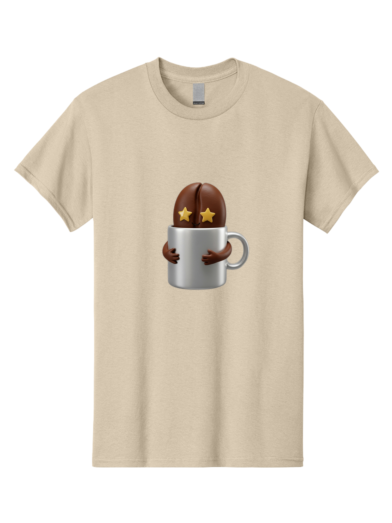 Coffee-Bean-In-A-Cup Men'S Graphic Tee, 100% Cotton, Comfortable Casual Summer Wear, Machine Washable, Coffee Bean Character, Coffee Cup, Cute Illustration, Cartoon Coffee, Coffee Culture, Coffee Love, Morning Coffee, Coffee Beans, Coffee Art Bab778 4