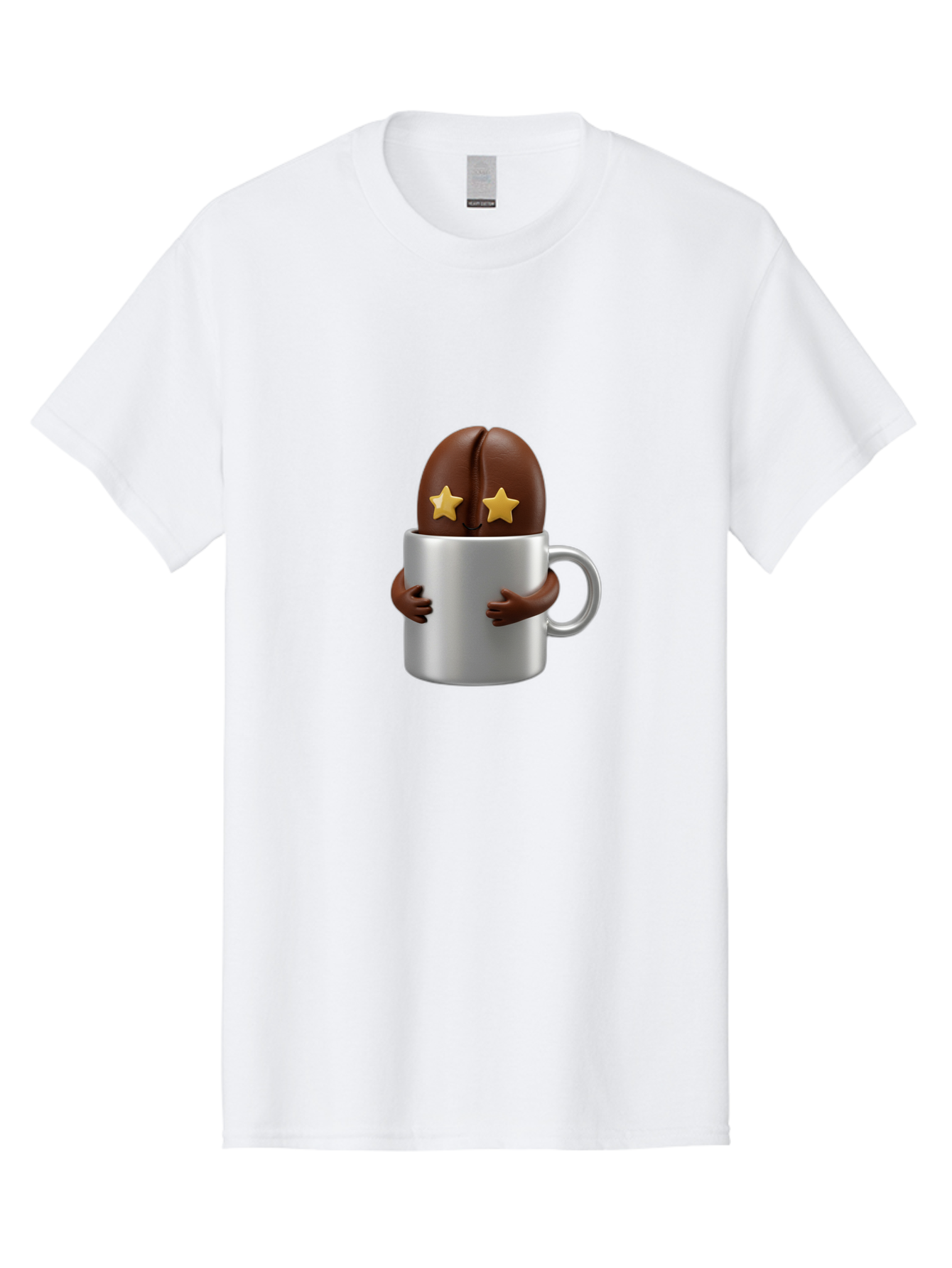 Coffee-Bean-In-A-Cup Men'S Graphic Tee, 100% Cotton, Comfortable Casual Summer Wear, Machine Washable, Coffee Bean Character, Coffee Cup, Cute Illustration, Cartoon Coffee, Coffee Culture, Coffee Love, Morning Coffee, Coffee Beans, Coffee Art Bab778 6