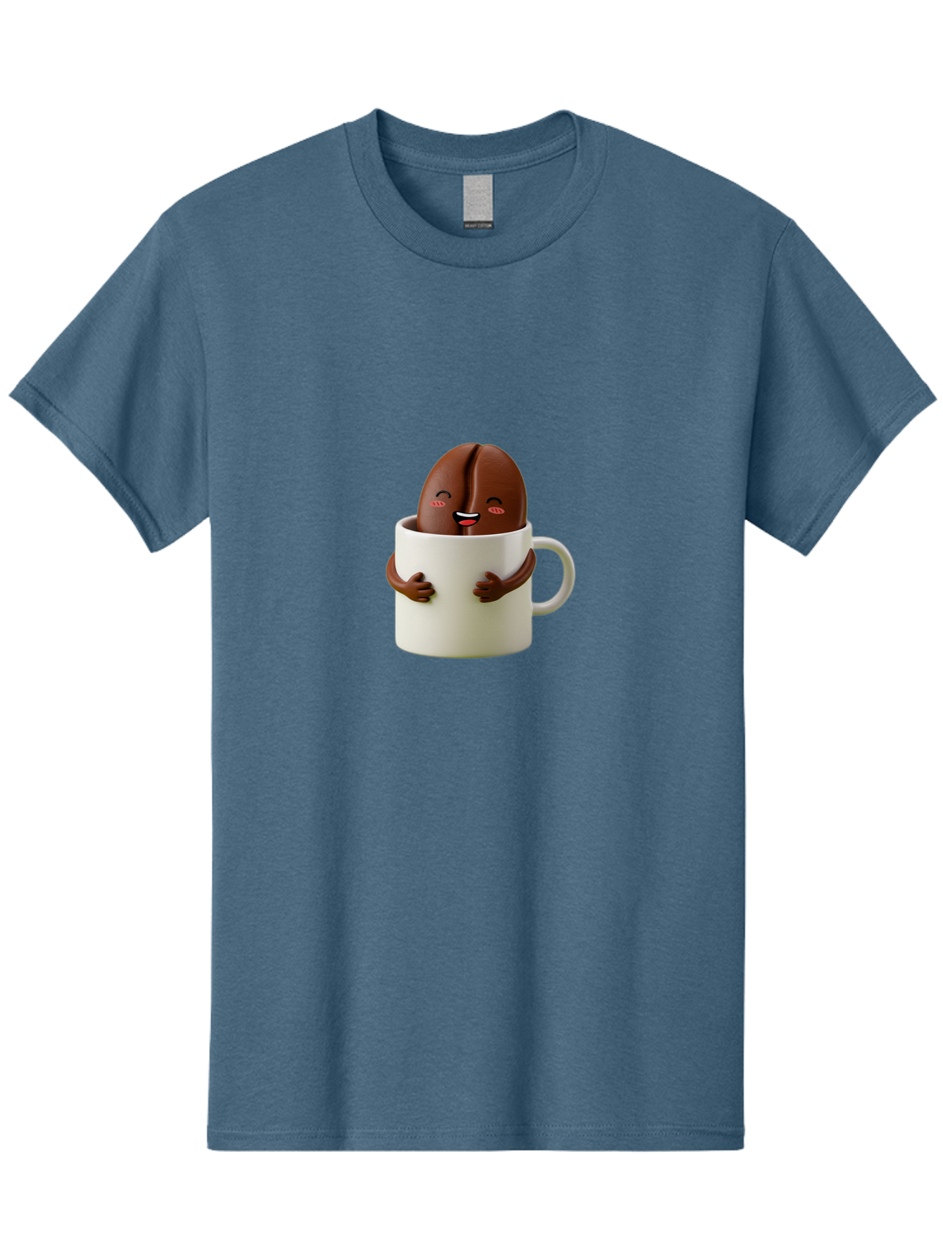 Coffee-Bean-In-Cup Men'S Graphic Tee, 100% Cotton, Comfortable Casual Summer Wear, Machine Washable, Chocolate-Covered Coffee Bean, Coffee Lover, Cute Cartoon Character, Funny Beverage, Happy Face, Quirky Design, Coffee Break, Bab779 4