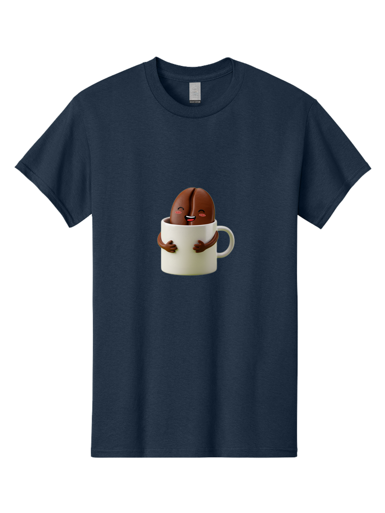 Coffee-Bean-In-Cup Men'S Graphic Tee, 100% Cotton, Comfortable Casual Summer Wear, Machine Washable, Chocolate-Covered Coffee Bean, Coffee Lover, Cute Cartoon Character, Funny Beverage, Happy Face, Quirky Design, Coffee Break, Bab779 5