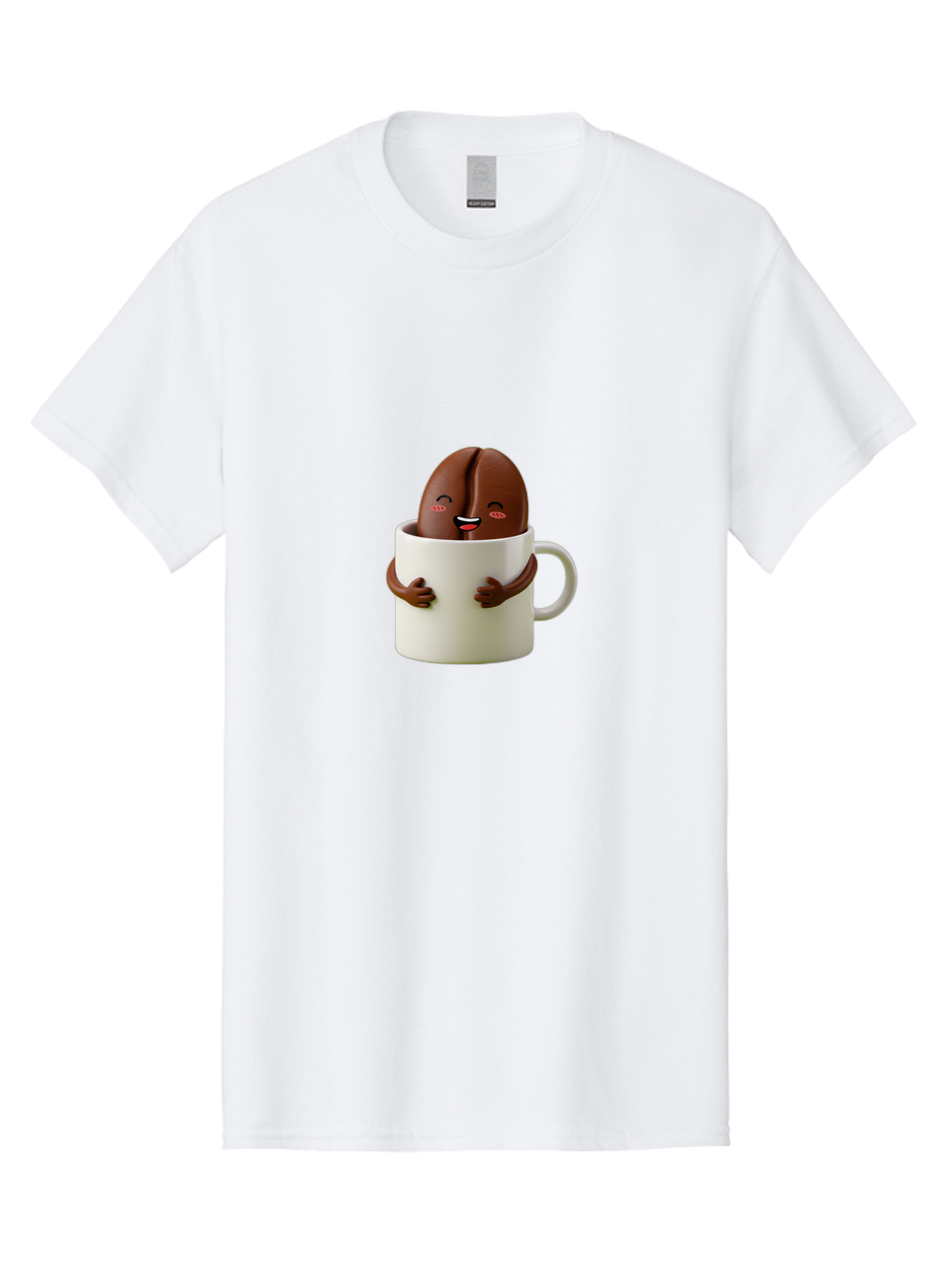 Coffee-Bean-In-Cup Men'S Graphic Tee, 100% Cotton, Comfortable Casual Summer Wear, Machine Washable, Chocolate-Covered Coffee Bean, Coffee Lover, Cute Cartoon Character, Funny Beverage, Happy Face, Quirky Design, Coffee Break, Bab779 7