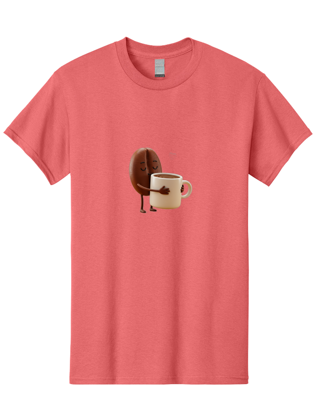 Coffee-Bean Men'S Graphic Tee, 100% Cotton, Comfortable Casual Summer Wear, Machine Washable, Coffee Bean, Anthropomorphic Character, Holding Coffee Cup, Warm Beverage, Coffee Lover, Cute Character, Cartoon Style, Morning Routine, Coffee Time Bab781 7