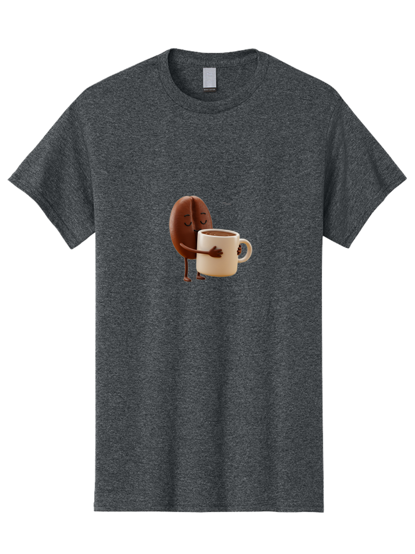 Coffee-Bean Men'S Graphic Tee, 100% Cotton, Comfortable Casual Summer Wear, Machine Washable, Coffee Bean, Anthropomorphic Character, Holding Coffee Cup, Warm Beverage, Coffee Lover, Cute Character, Cartoon Style, Morning Routine, Coffee Time Bab781 9