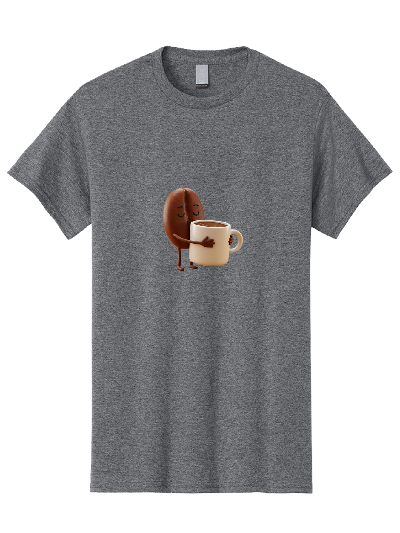 Coffee-Bean Men'S Graphic Tee, 100% Cotton, Comfortable Casual Summer Wear, Machine Washable, Coffee Bean, Anthropomorphic Character, Holding Coffee Cup, Warm Beverage, Coffee Lover, Cute Character, Cartoon Style, Morning Routine, Coffee Time Bab781 8