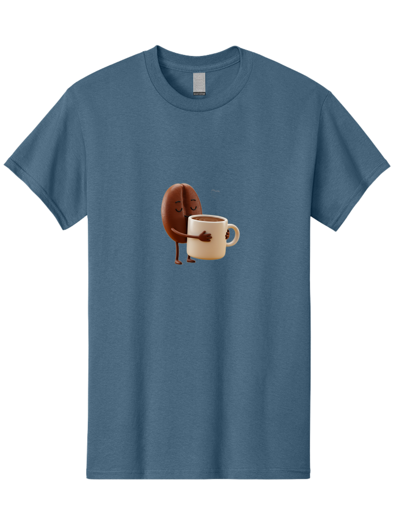 Coffee-Bean Men'S Graphic Tee, 100% Cotton, Comfortable Casual Summer Wear, Machine Washable, Coffee Bean, Anthropomorphic Character, Holding Coffee Cup, Warm Beverage, Coffee Lover, Cute Character, Cartoon Style, Morning Routine, Coffee Time Bab781 4