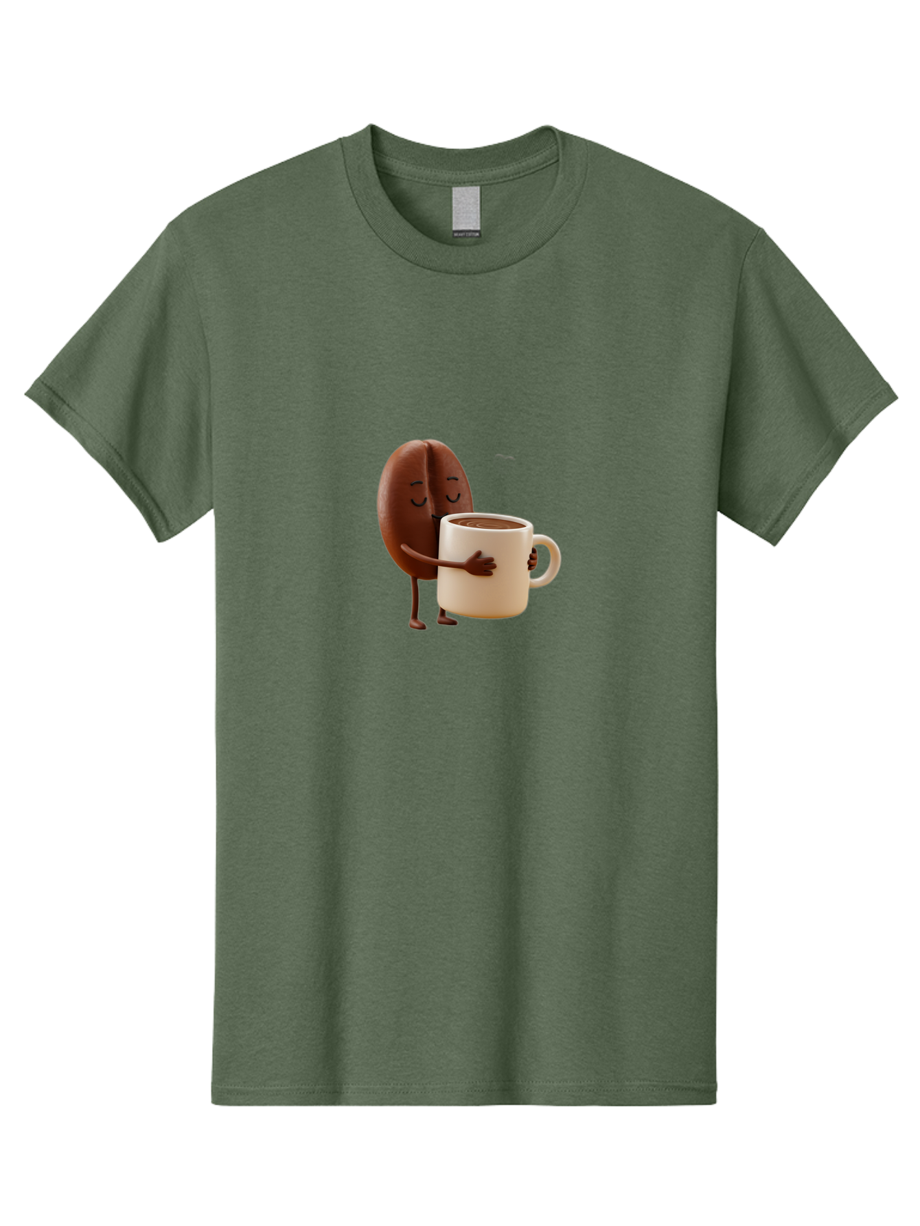 Coffee-Bean Men'S Graphic Tee, 100% Cotton, Comfortable Casual Summer Wear, Machine Washable, Coffee Bean, Anthropomorphic Character, Holding Coffee Cup, Warm Beverage, Coffee Lover, Cute Character, Cartoon Style, Morning Routine, Coffee Time Bab781 6
